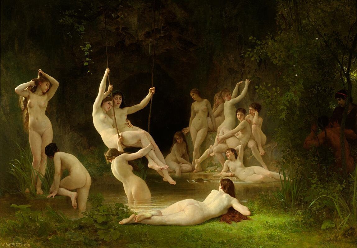 Sapphic/Lesbian The Nymphaneum artistic mythological nude painting 13" by 19" glossy wall poster