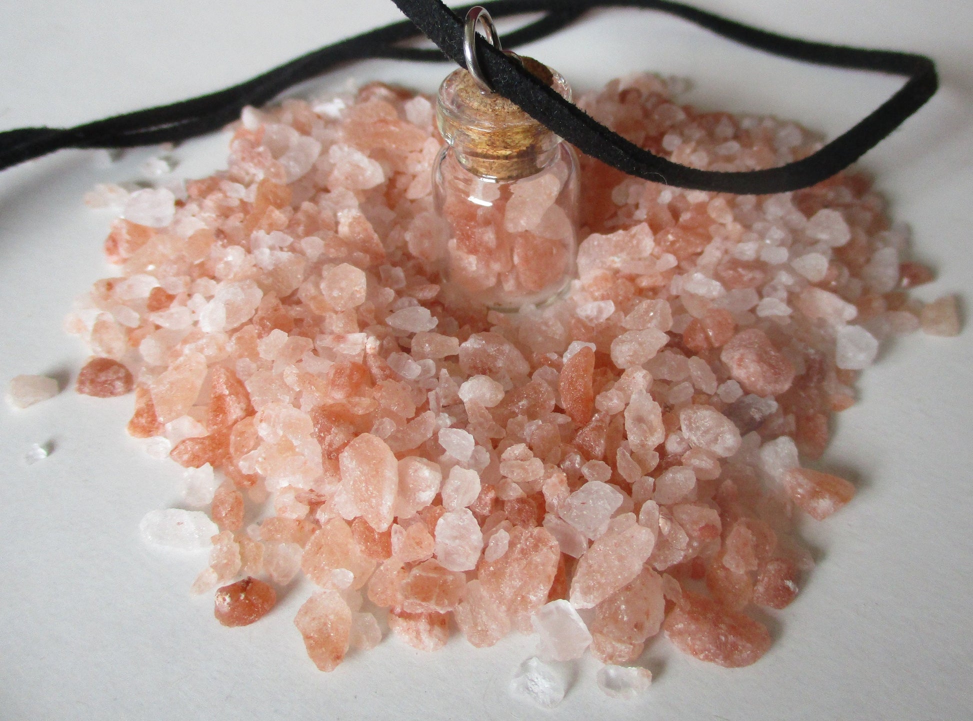 Himalayan Pink Salt Glass Vial Pendant Necklace