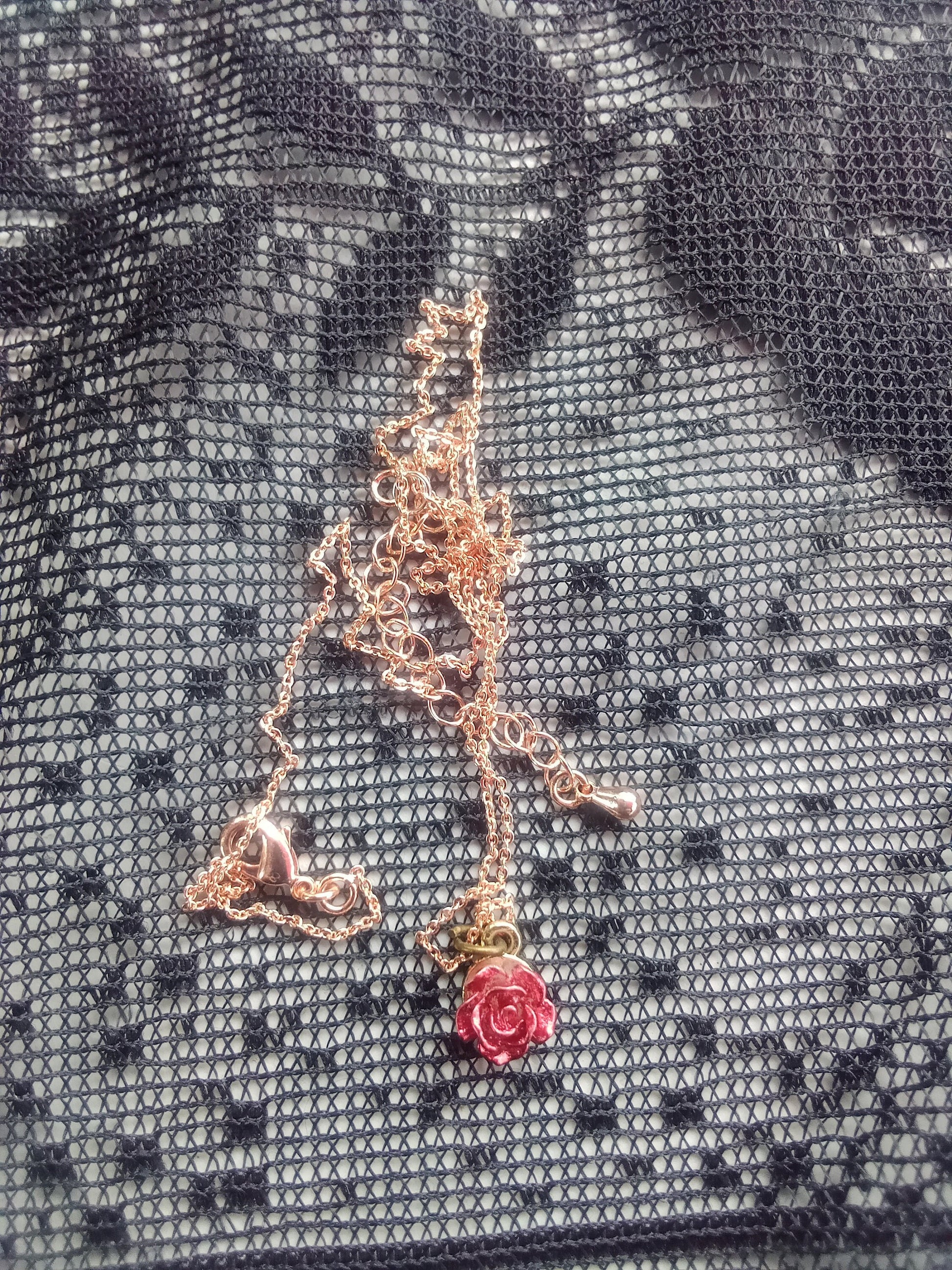 Rose Charm rose gold plated chain pendant necklace