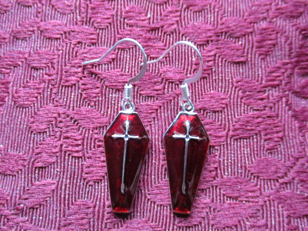 Kawaii Gothic Lolita Creepy Cute Coffin Cross Earrings