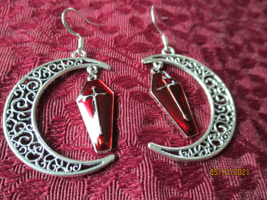 Kawaii Gothic Lolita Creepy Cute Coffin Cross Earrings