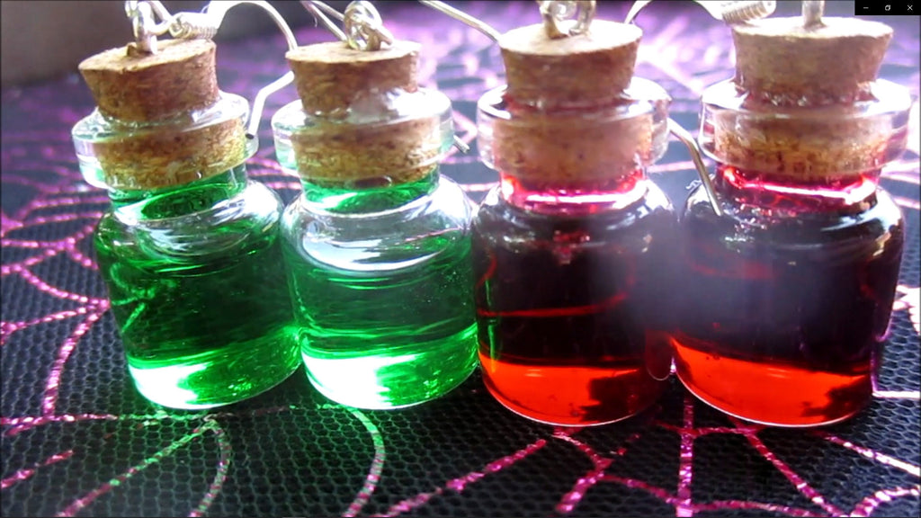 Vampire Blood potion Vial Tiny glass fairy Bottle Earrings