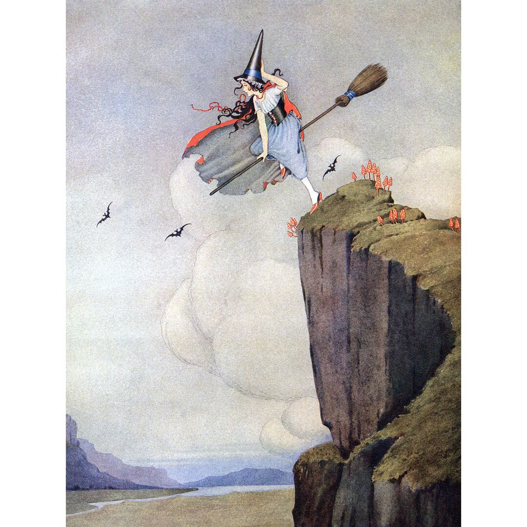 Witch on A cliff by Ida Rentoul Outhwaite 13" by 19" glossy wall poster
