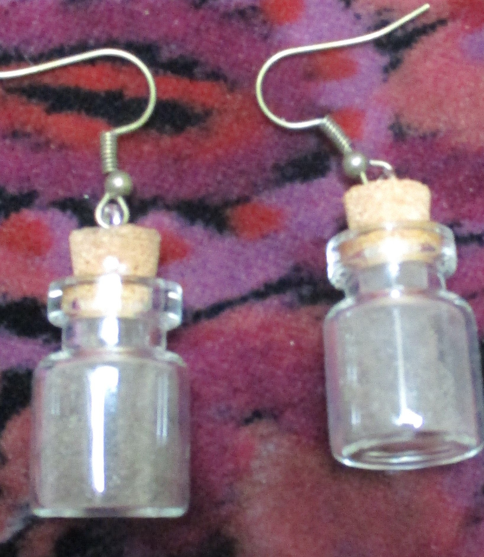 Goth Graveyard Dirt Voodoo Memento Mori Glass fairy Bottle potion vial earrings