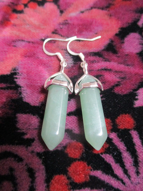 Absinthe Green fairy Aventurine Bullet Earrings