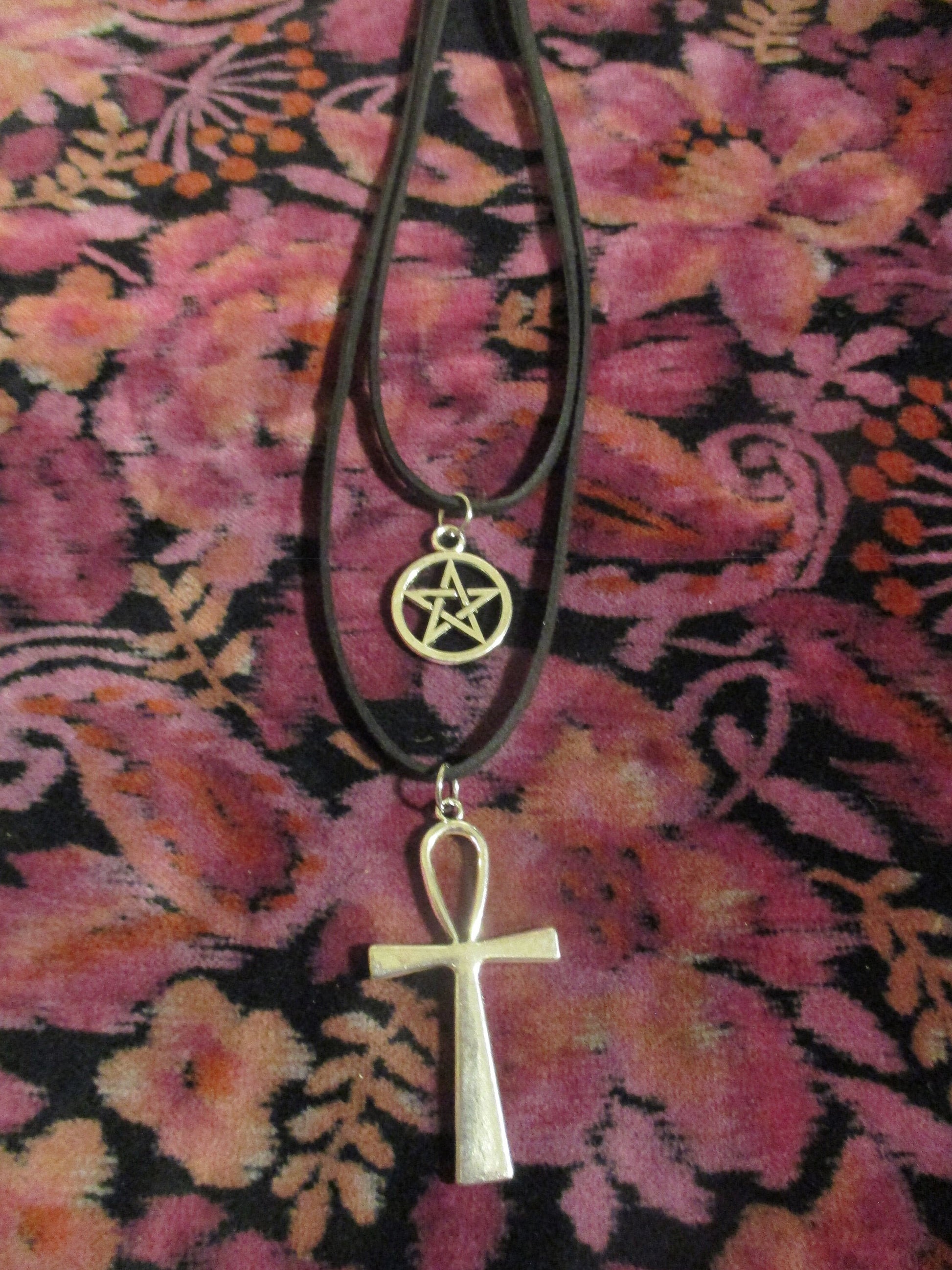 Kemetic Pentacle charm, Ankh Two Strand Pendant