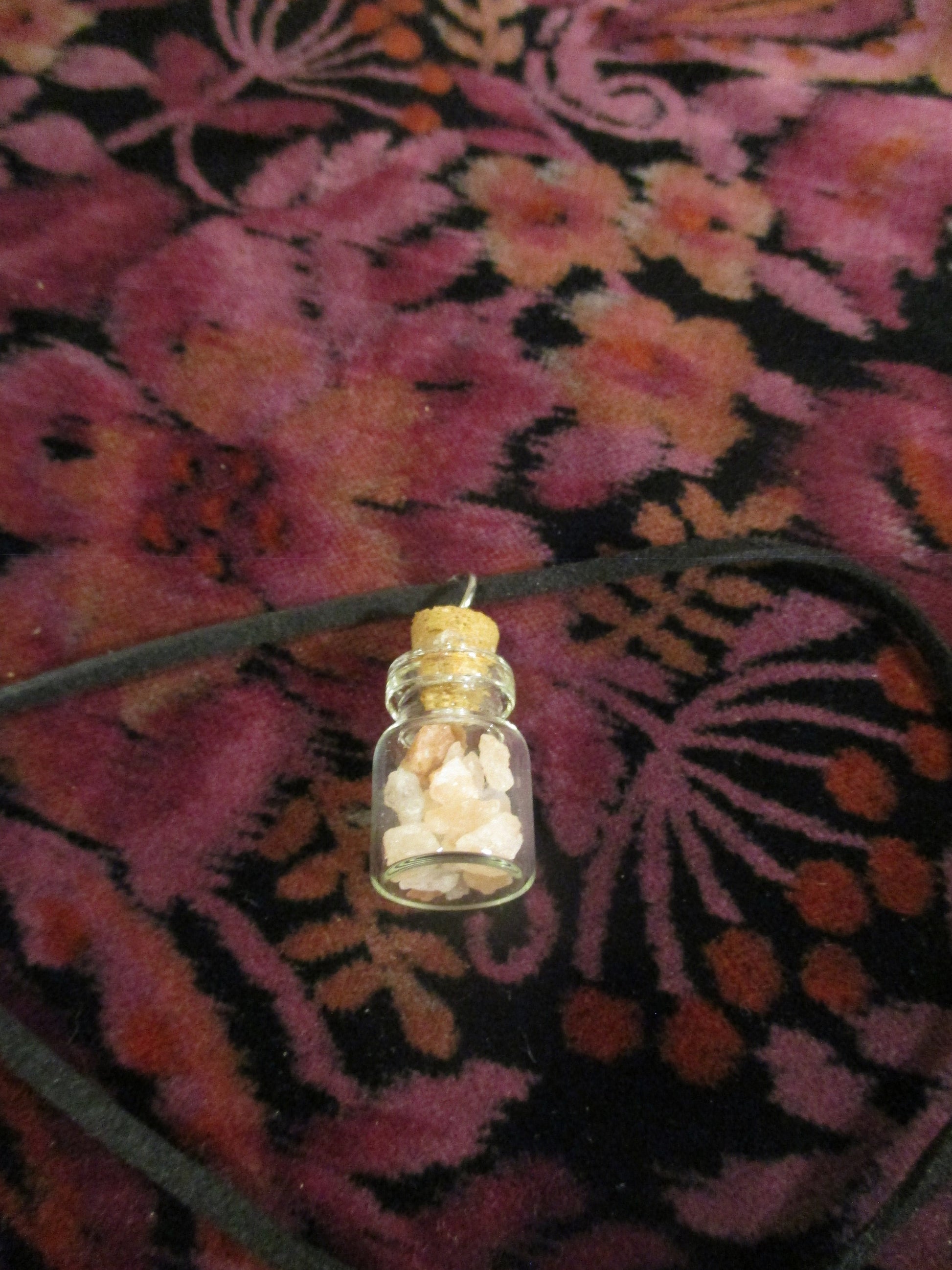 Himalayan Pink Salt Glass Vial  Pendant Necklace