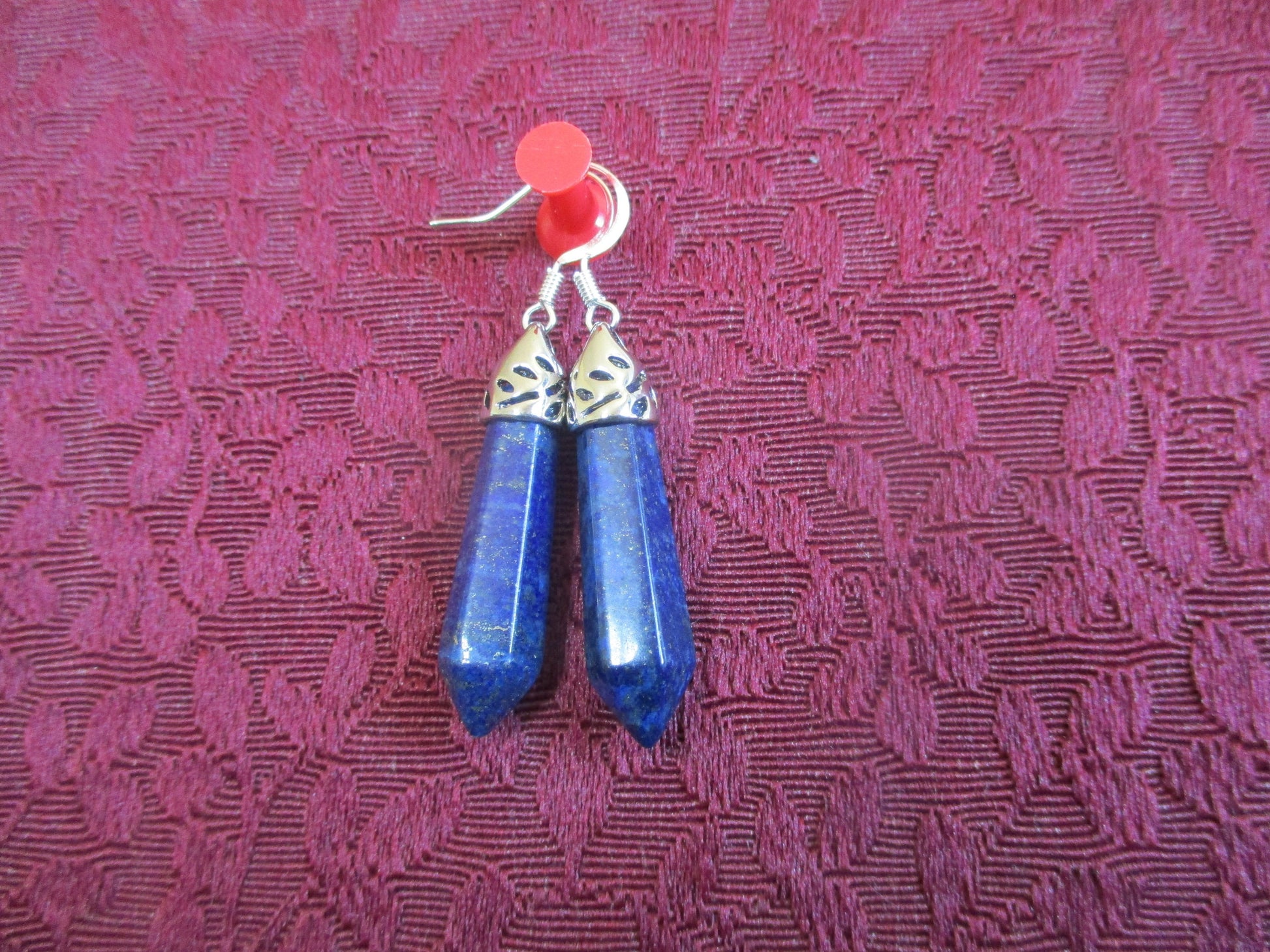 Lapis Lazuli crystal point Bullet Earrings