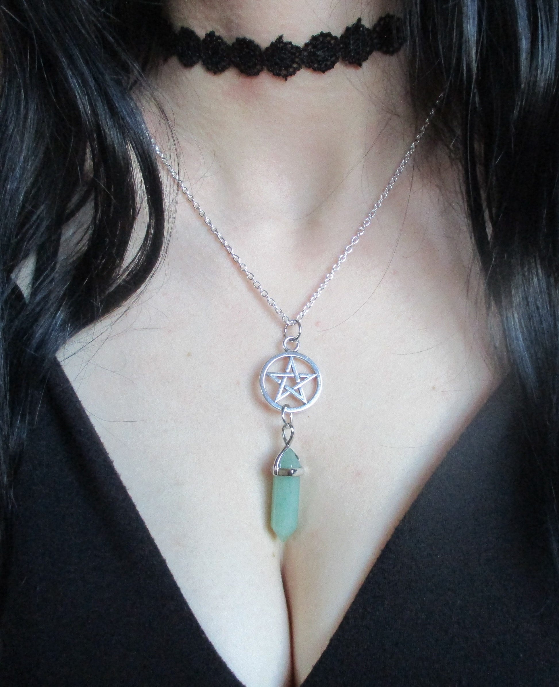 Pentacle/pentagram Aventurine Bullet  Pendant