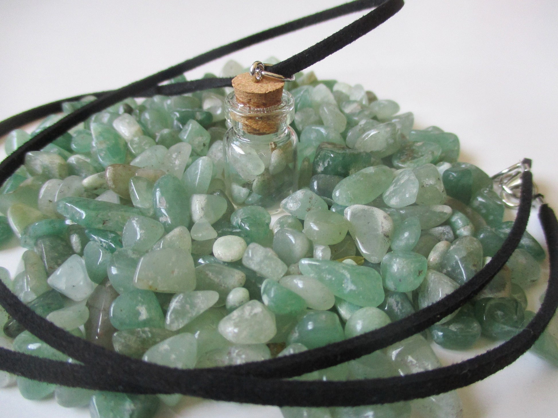 aventurine crystal mini spell jar/bottle/vial Pendant necklace