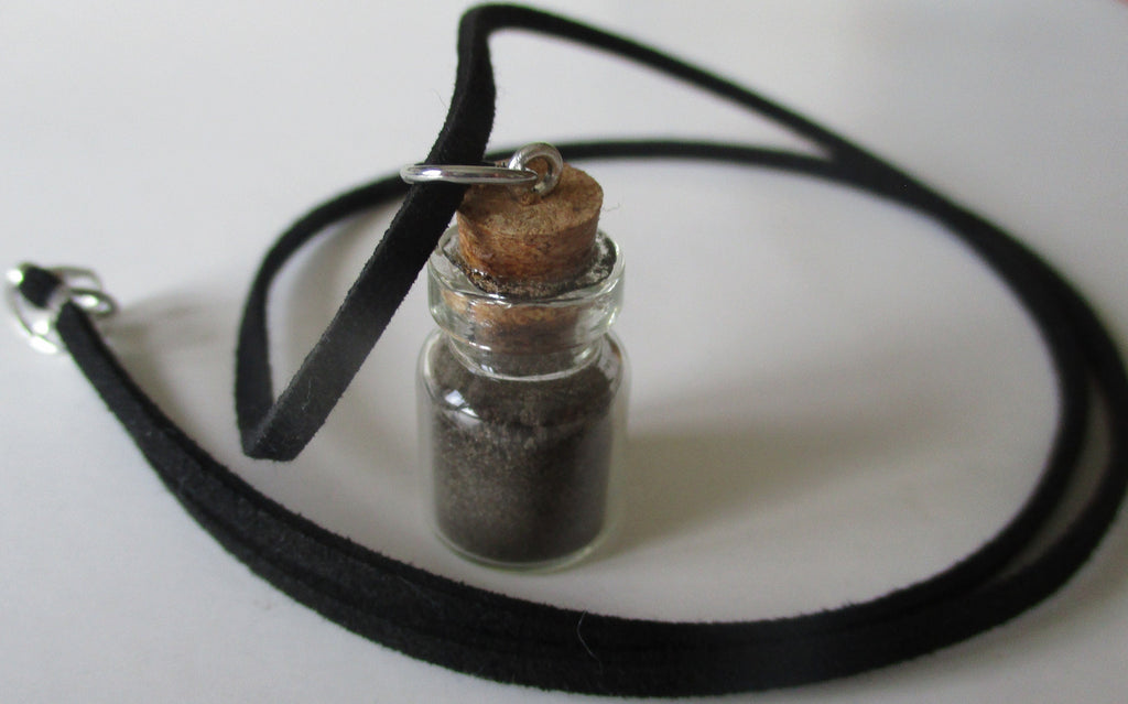Graveyard Dirt Voodoo Memento Mori Glass Vial necklace