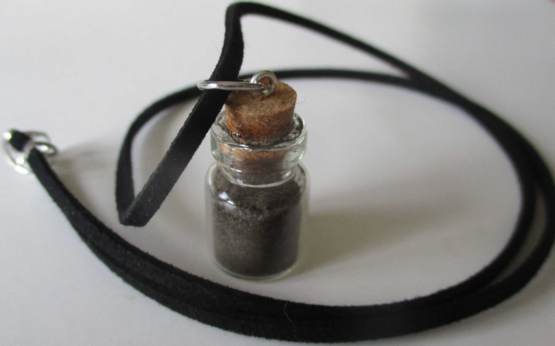 Graveyard Dirt Voodoo Memento Mori Glass Vial necklace