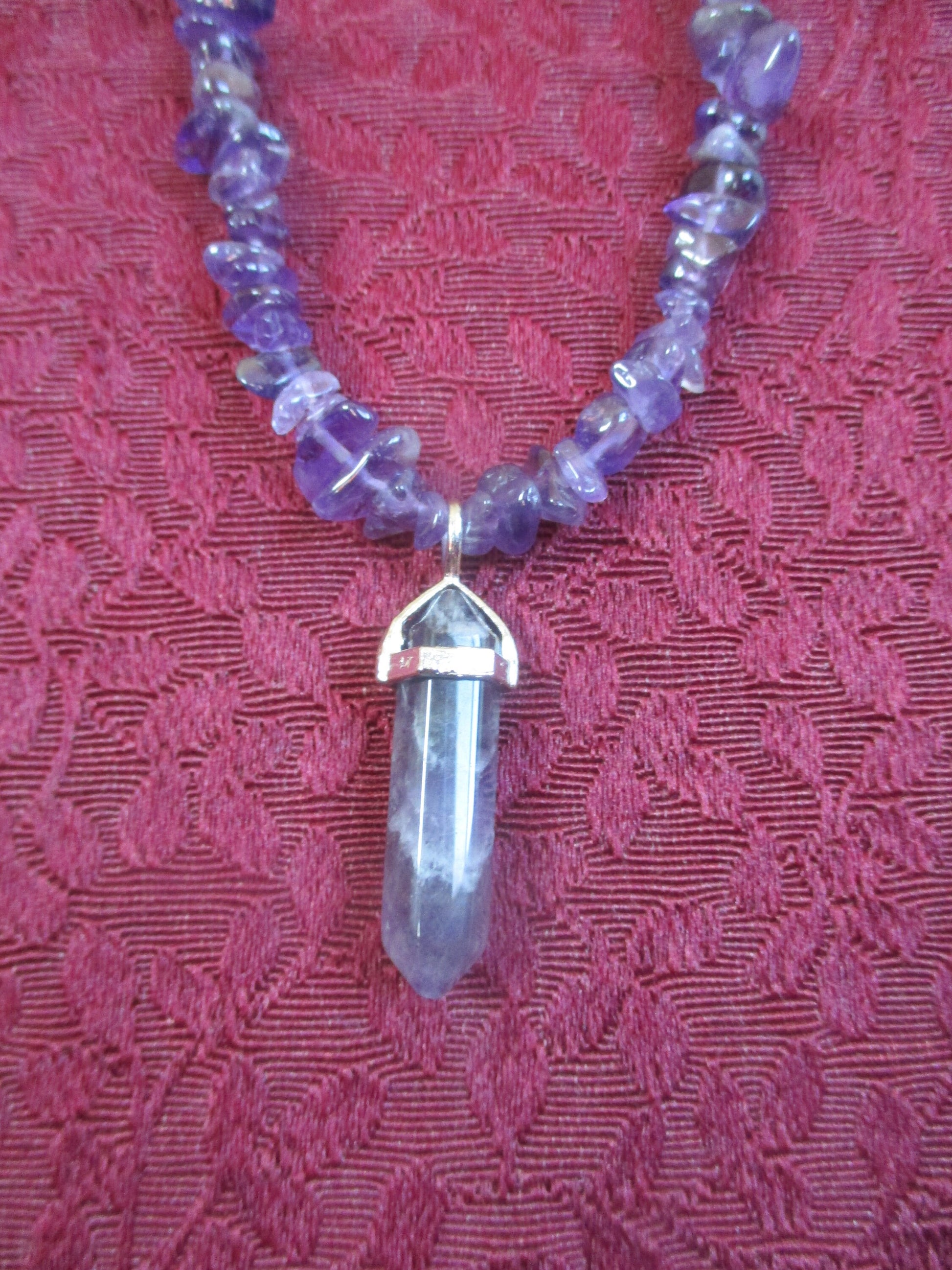 Goth, Boho, Deep Purple Amethyst strand bullet Necklace