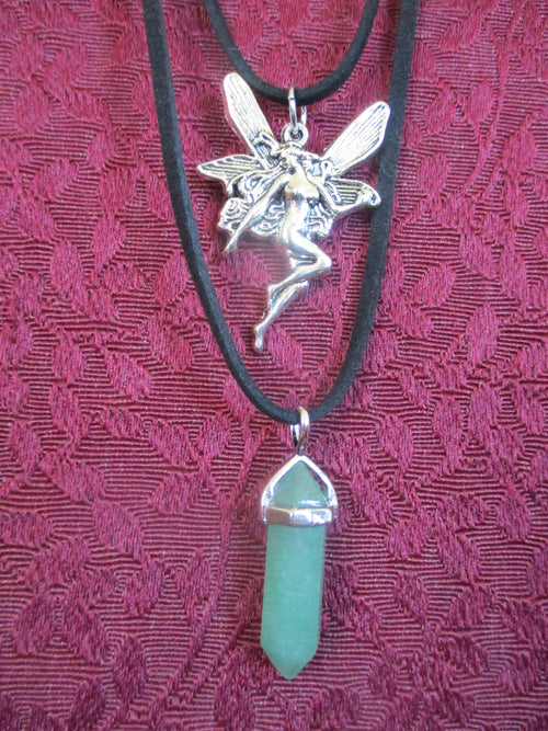 Absinthe Fairy / Faerie, Aventurine Crystal Two Strand Pendant necklace