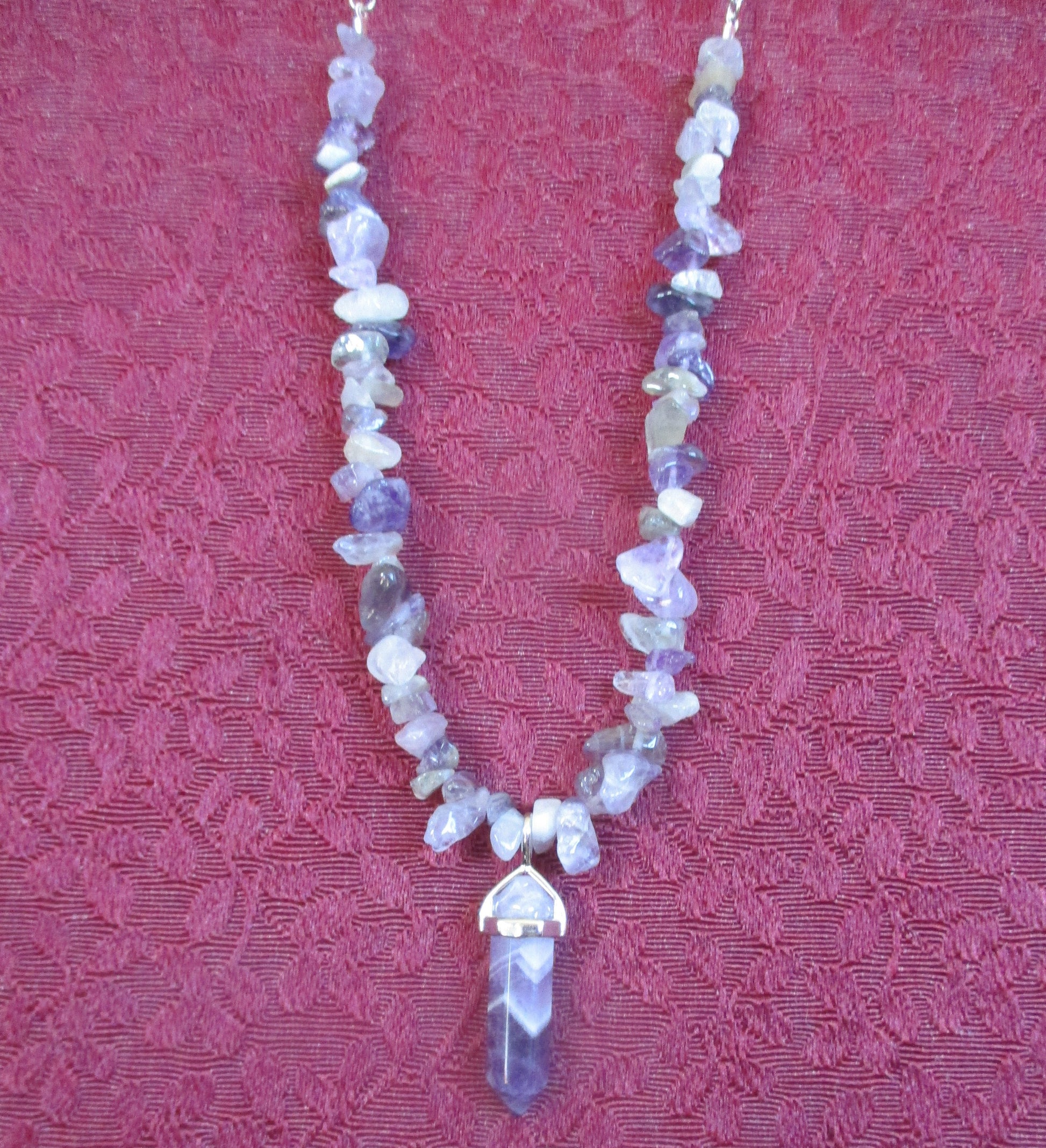 Gothic / Boho Purple Amethyst Bullet Amethyst Chip Necklace