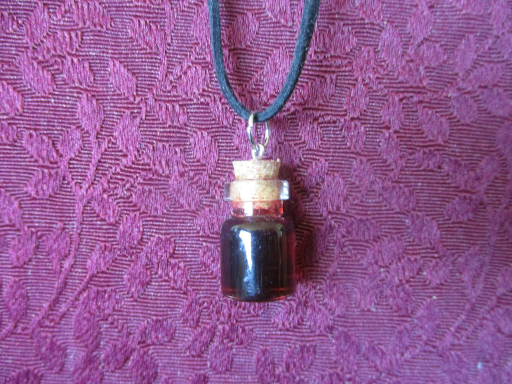Vampire / Dragons Blood Glass Potion Bottle Vial Pendant Necklace
