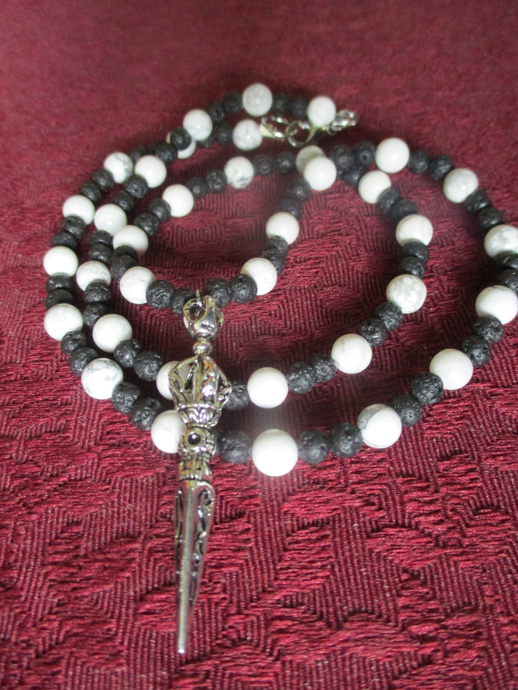 Black and White Vajra dojre Japa Mala 108 Beads
