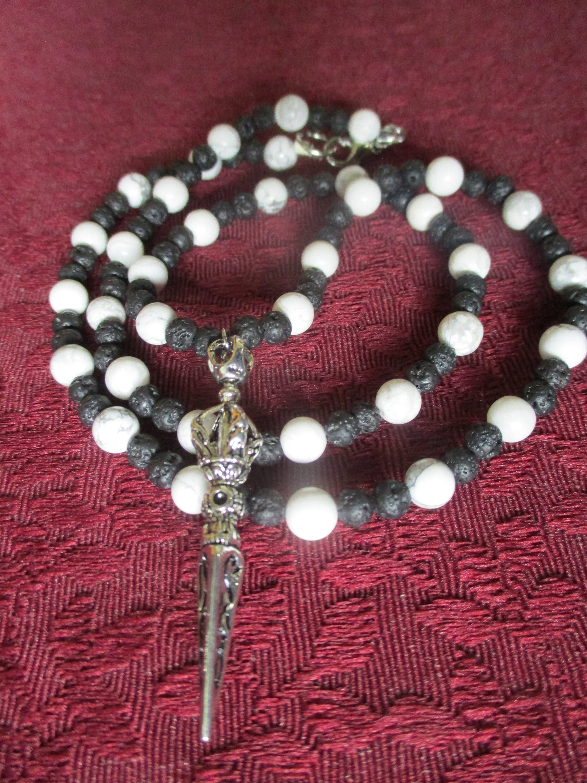 Black and White Vajra dojre Japa Mala 108 Beads