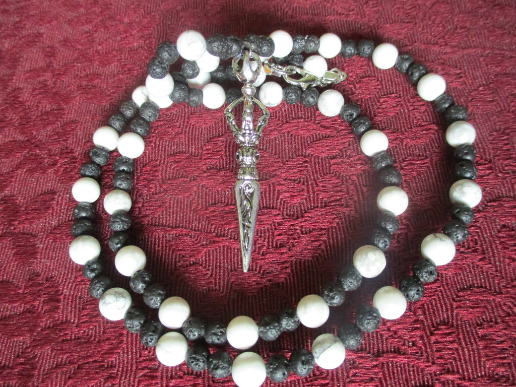 Black and White Vajra dojre Japa Mala 108 Beads