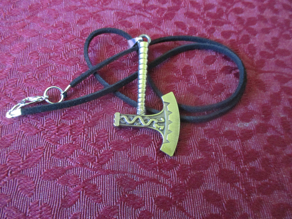 Norse Pagan Viking Bronze Battle Axe Necklace