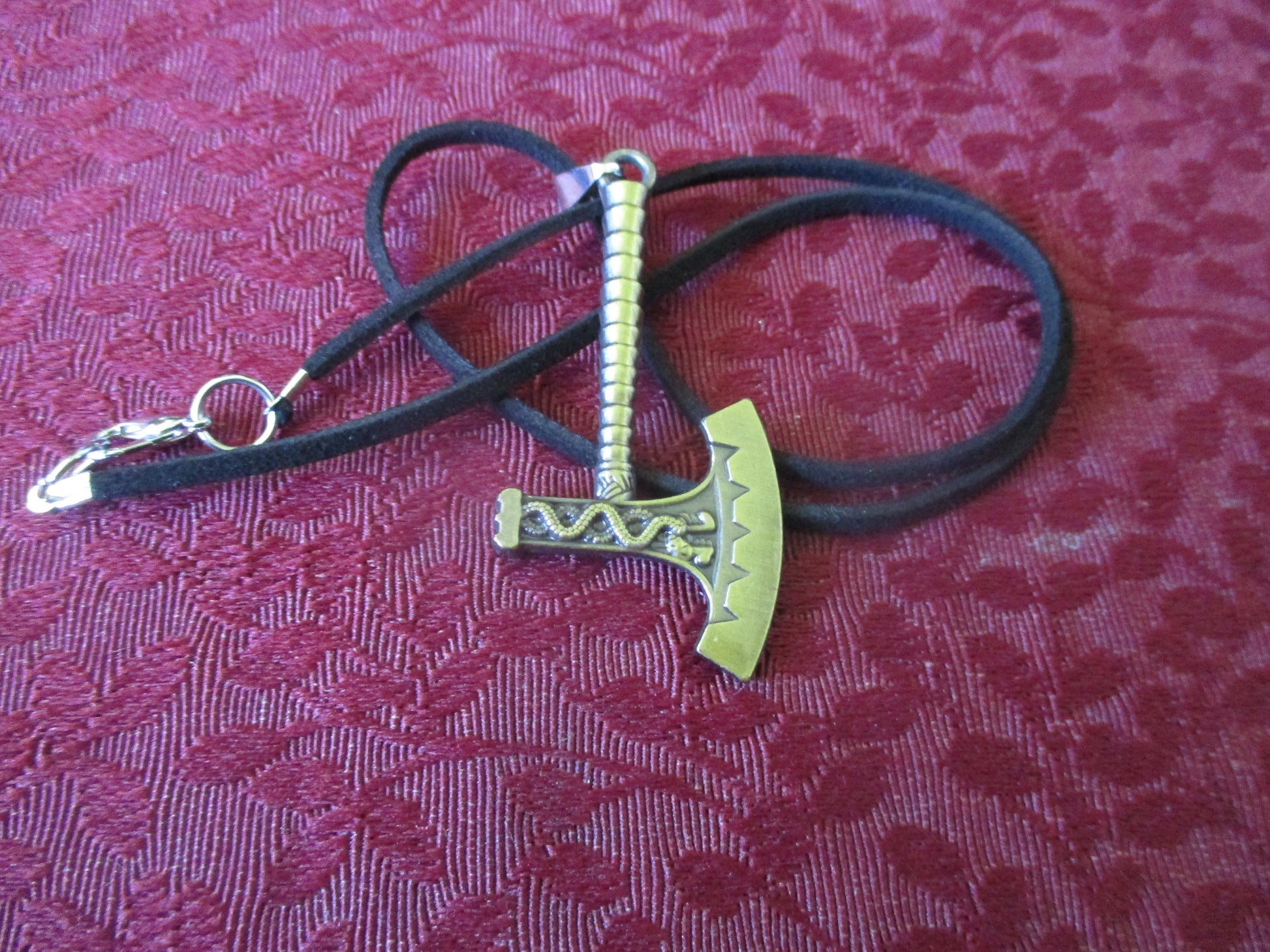 Norse Pagan Viking Bronze Battle Axe Necklace