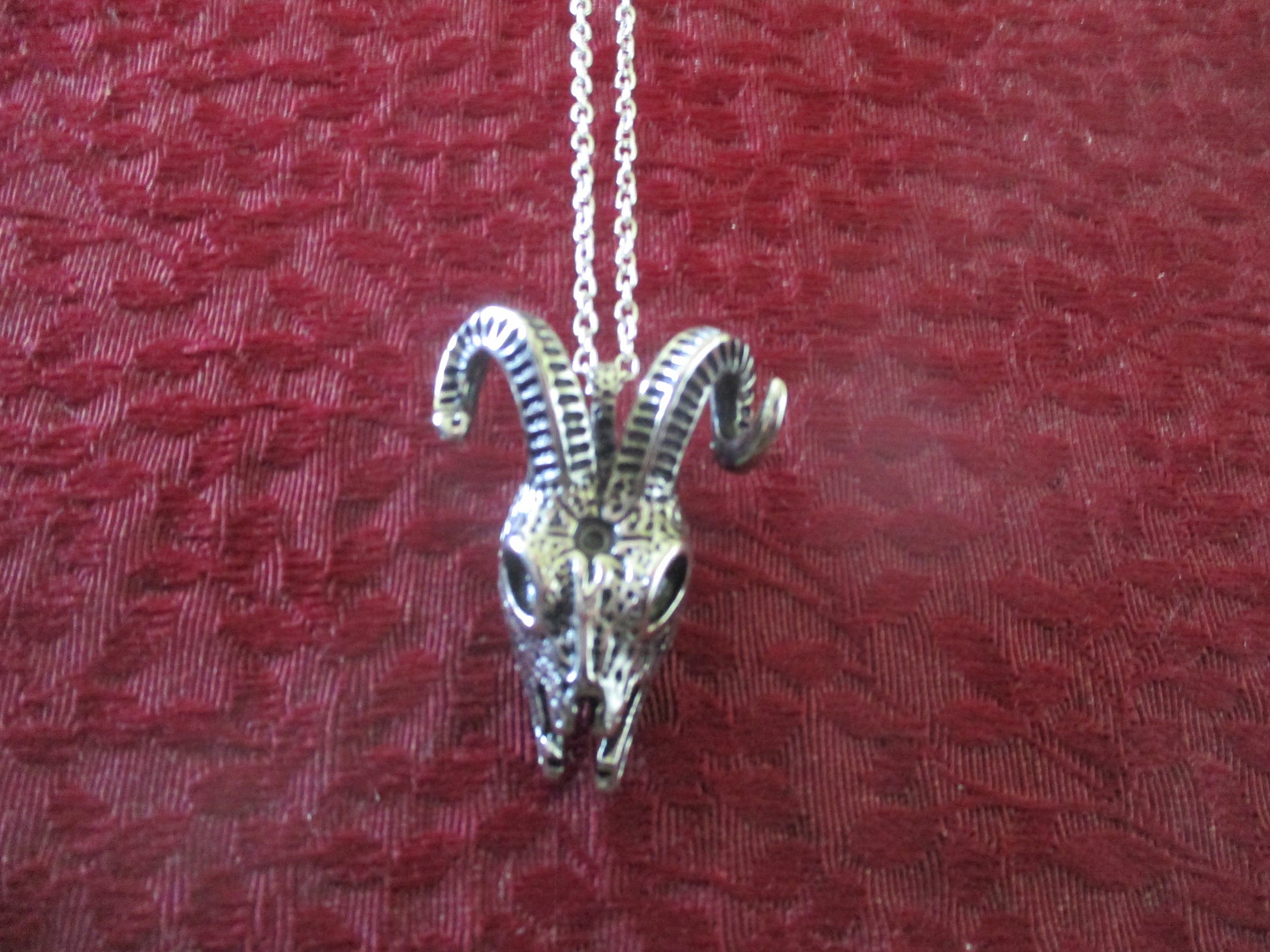 Goth Demon Ram Horns  Skull Pendant