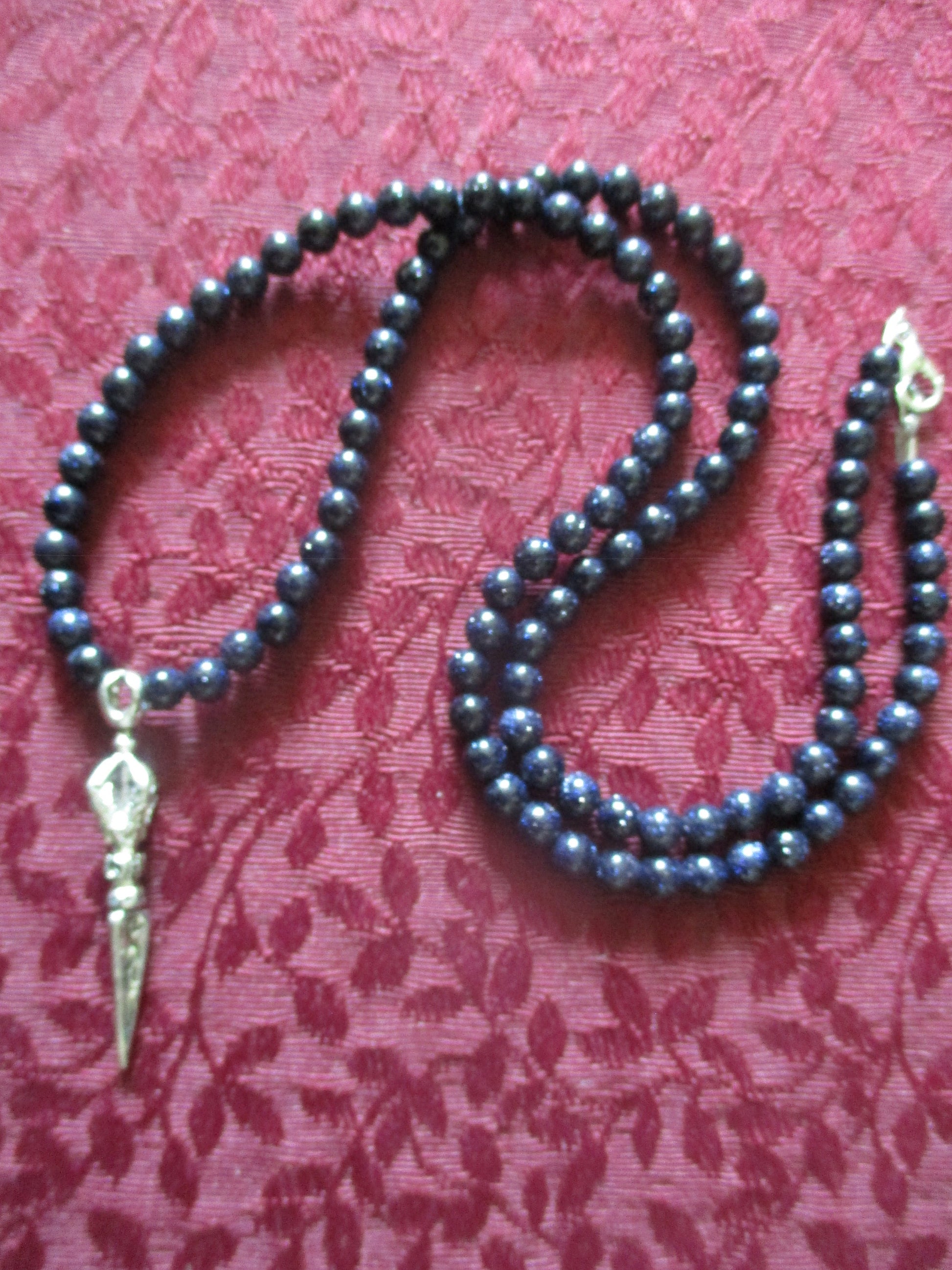 Blue Goldstone Vajra dojre Mala 108 Beads, Necklace