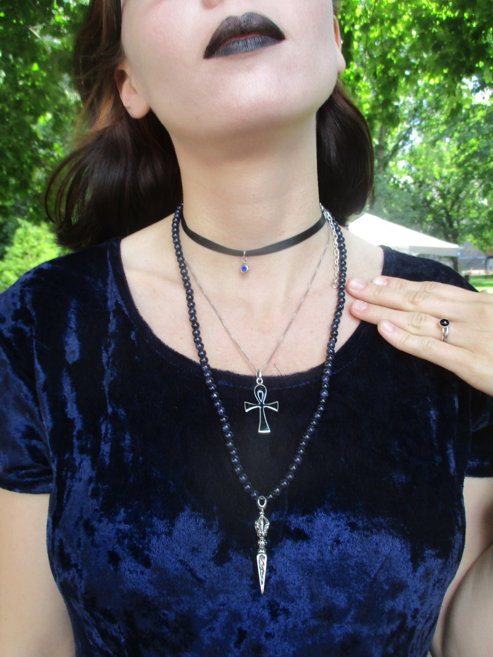 Blue Goldstone Vajra dojre Mala 108 Beads, Necklace