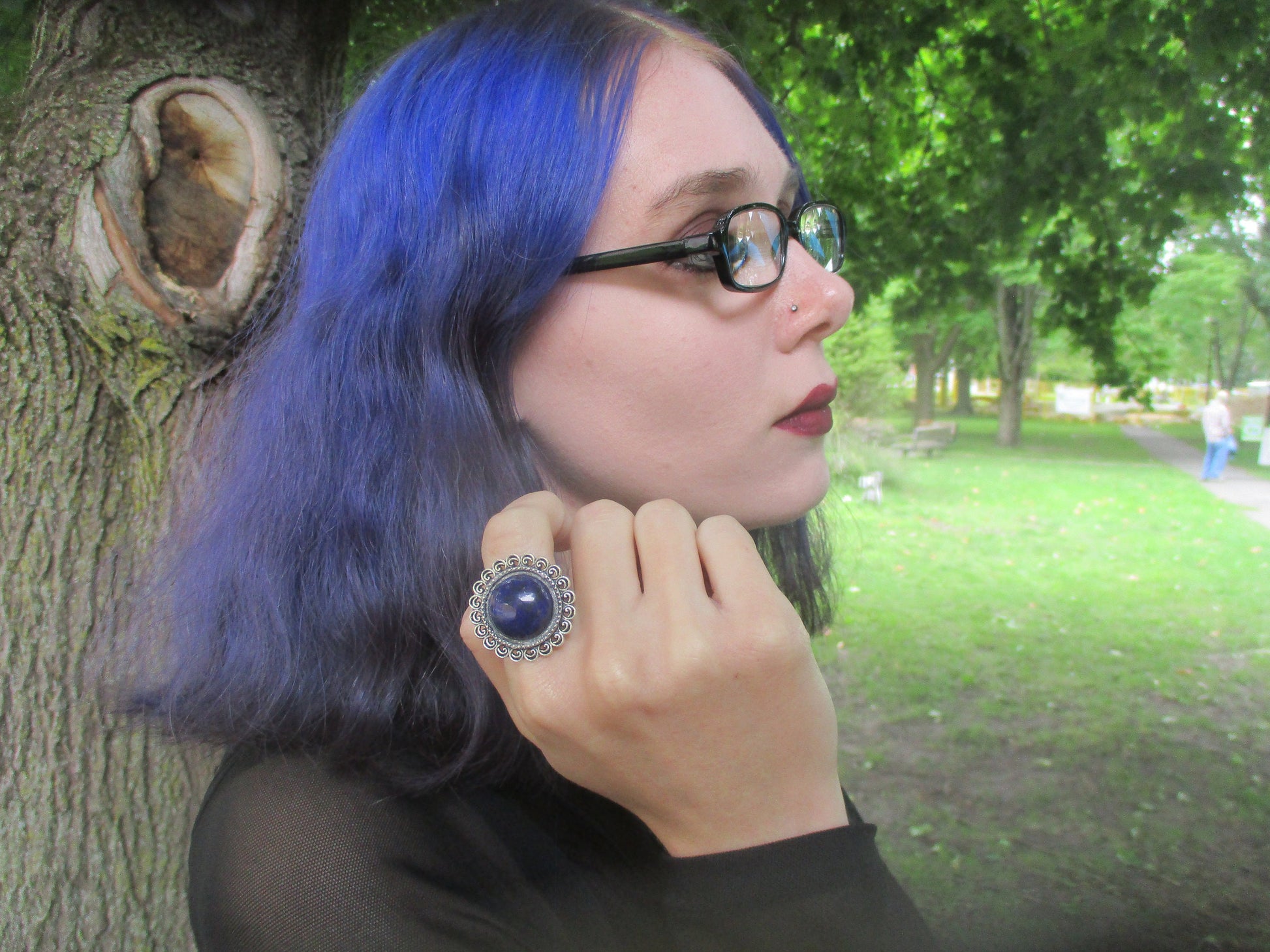 Gothic Lolita Adjustable Gemstone Crystal Ring