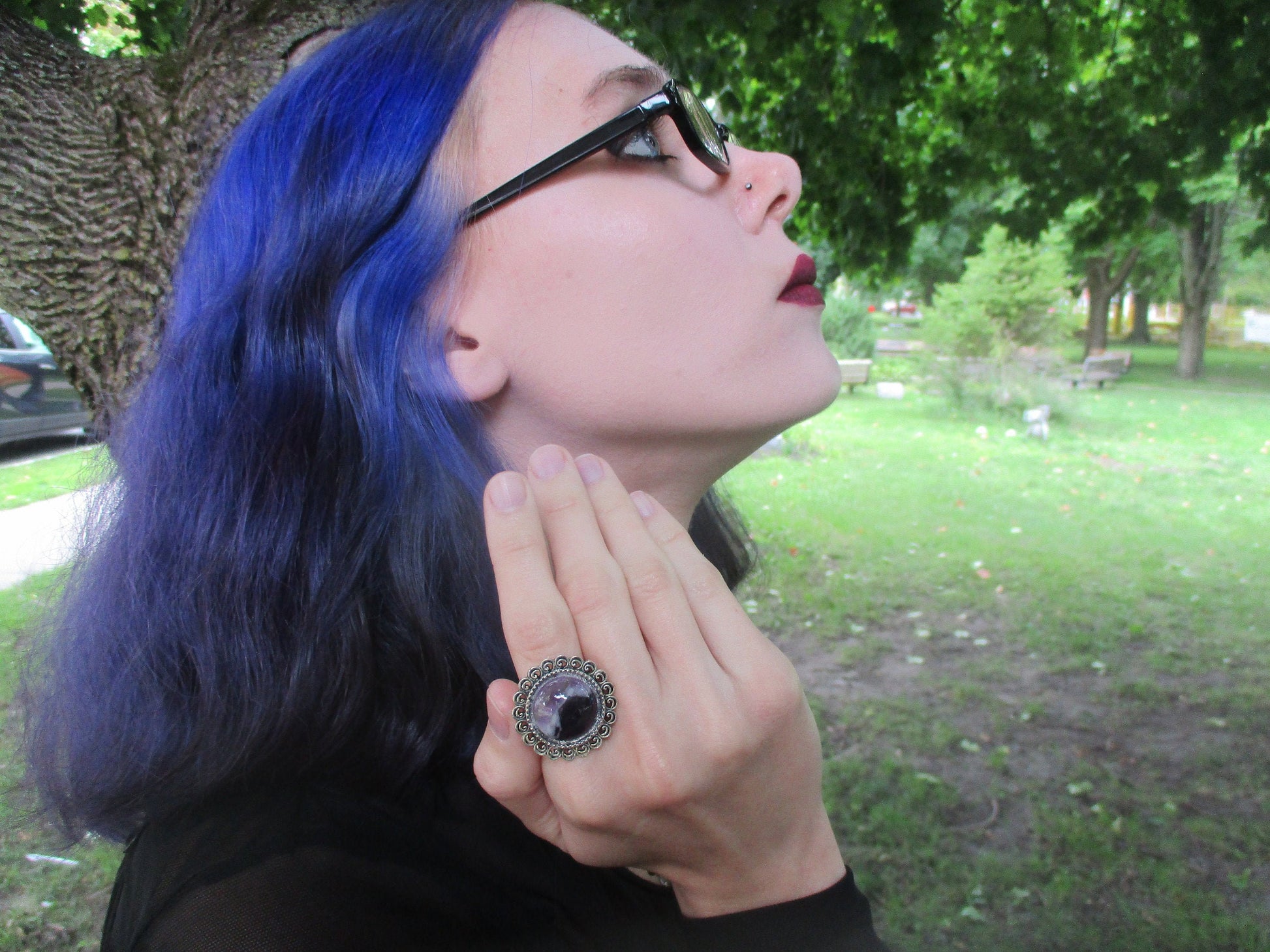 Gothic Lolita Adjustable Gemstone Crystal Ring