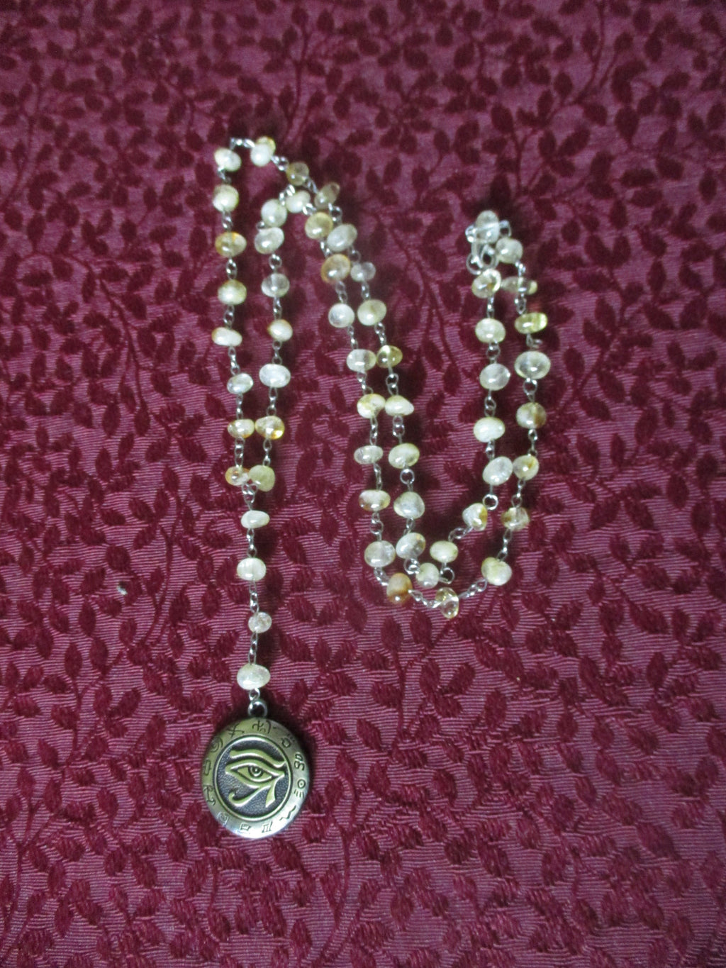 Ancient Egyptian Kemetic Eye of Horus Pagan Real Citrine Rosary