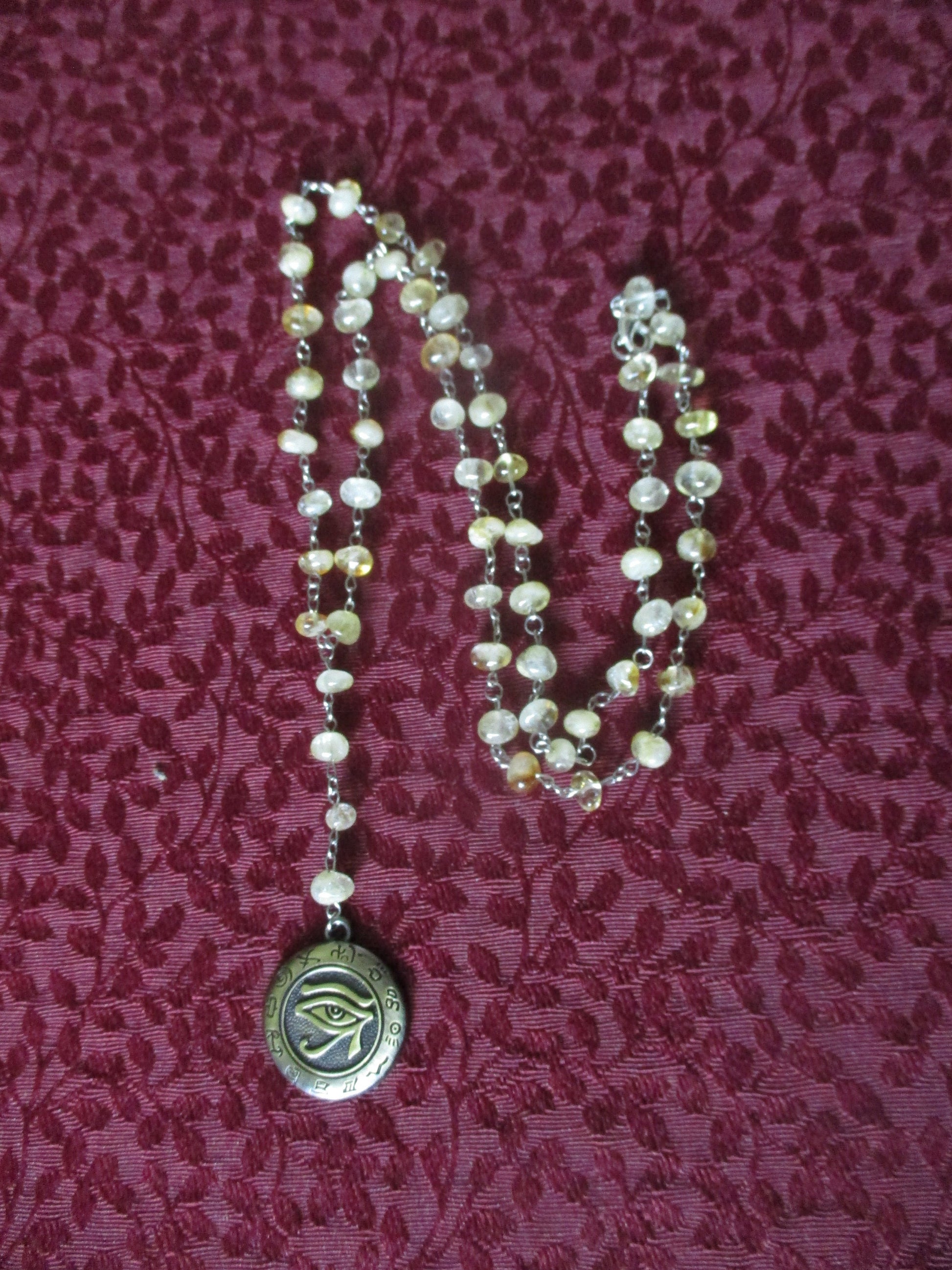 Ancient Egyptian Kemetic Eye of Horus Pagan Real Citrine Rosary