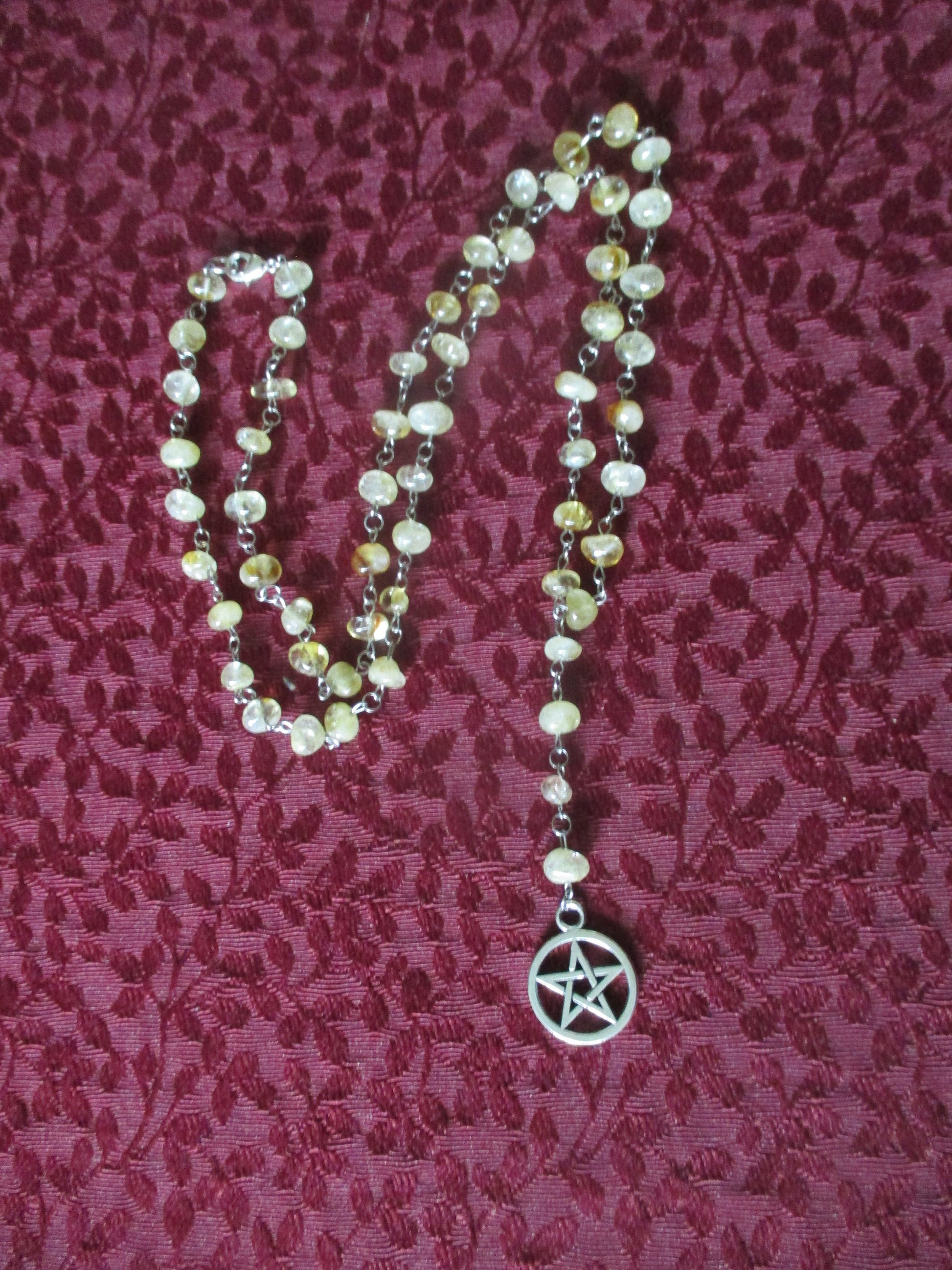Ancient Egyptian Kemetic pentacle/pentagram Pagan Real Citrine Rosary