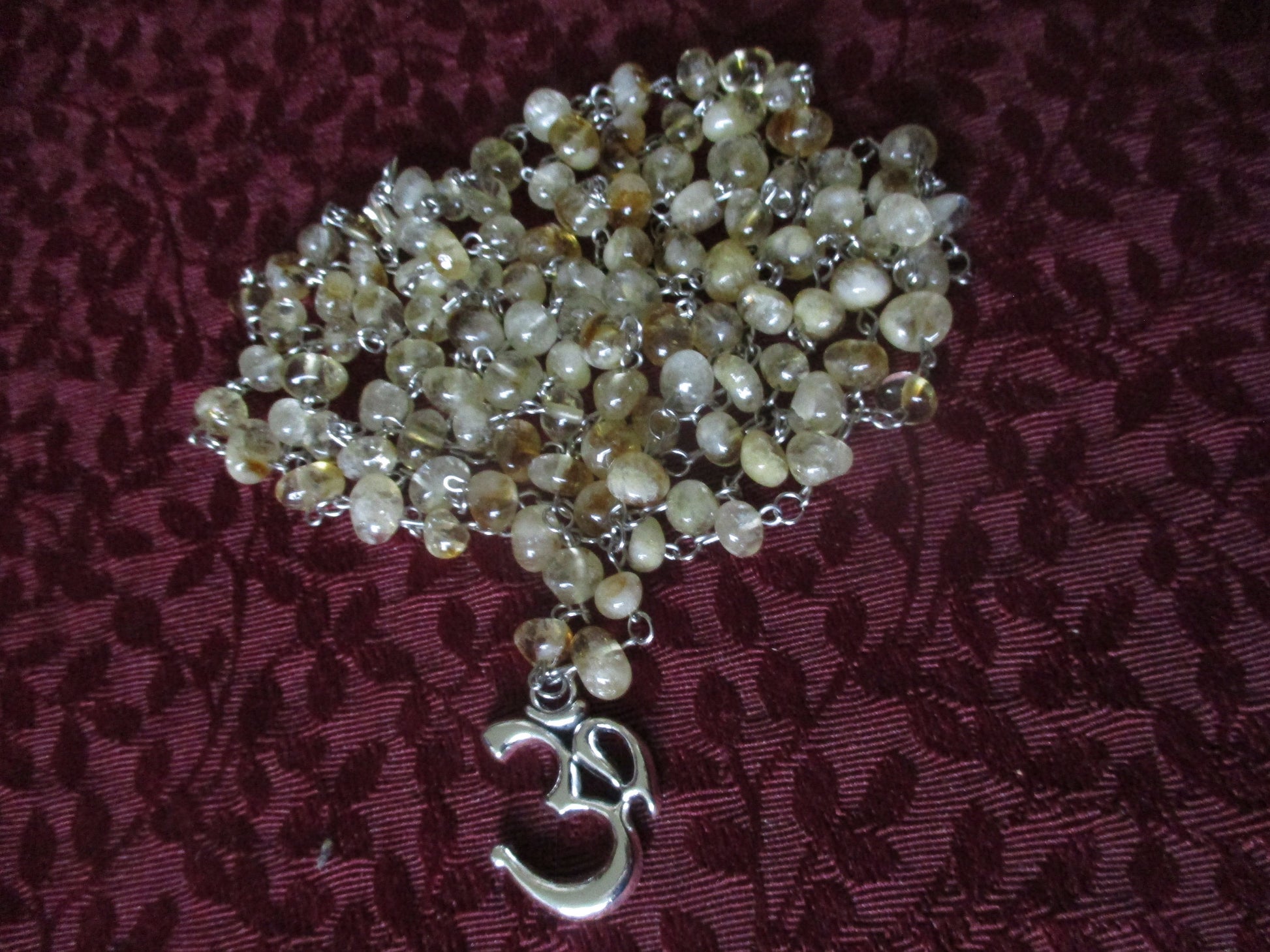 sunbeam yellow ohm citrine Japa Mala 108 Beads Necklace