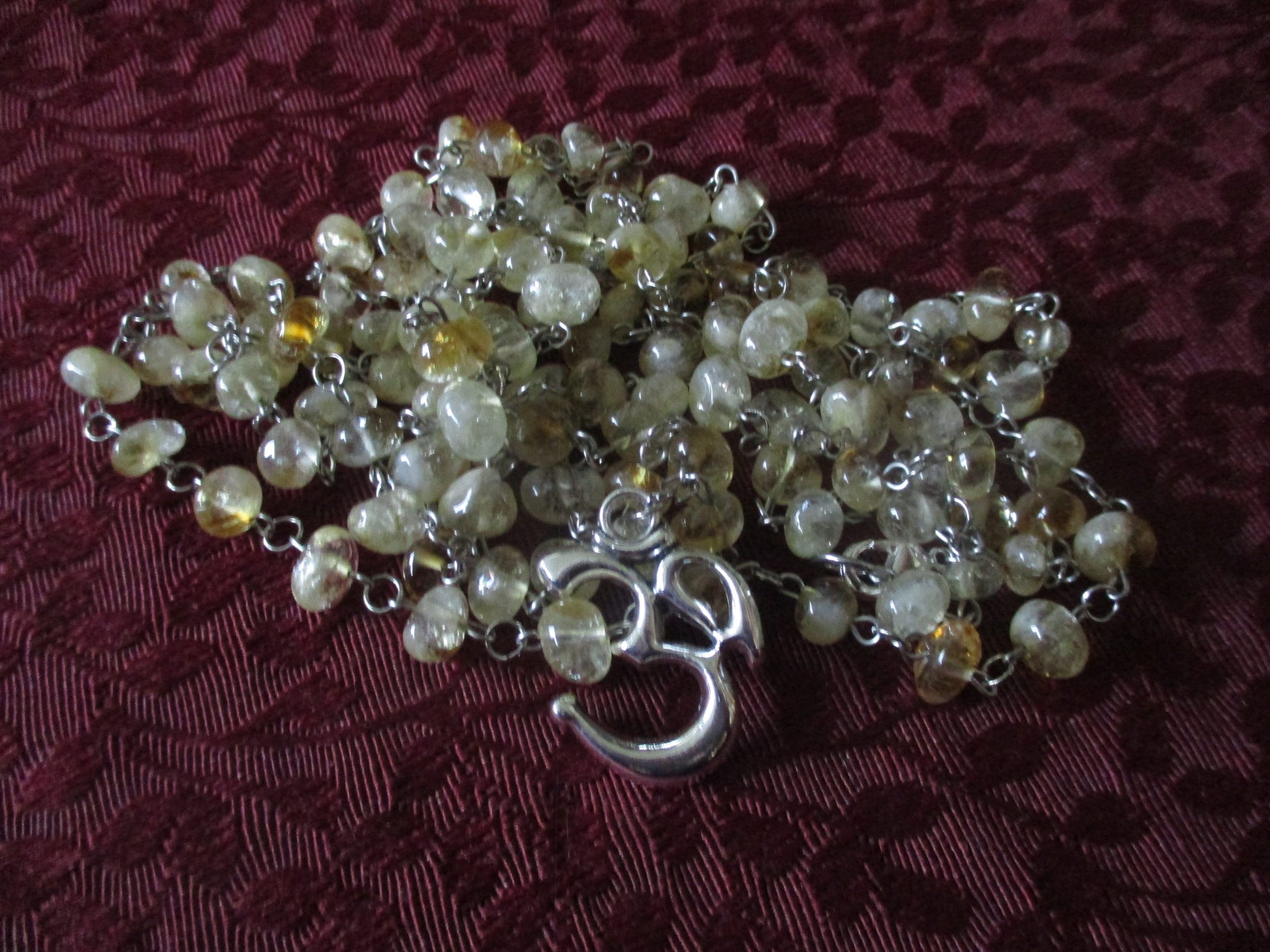 sunbeam yellow ohm citrine Japa Mala 108 Beads Necklace