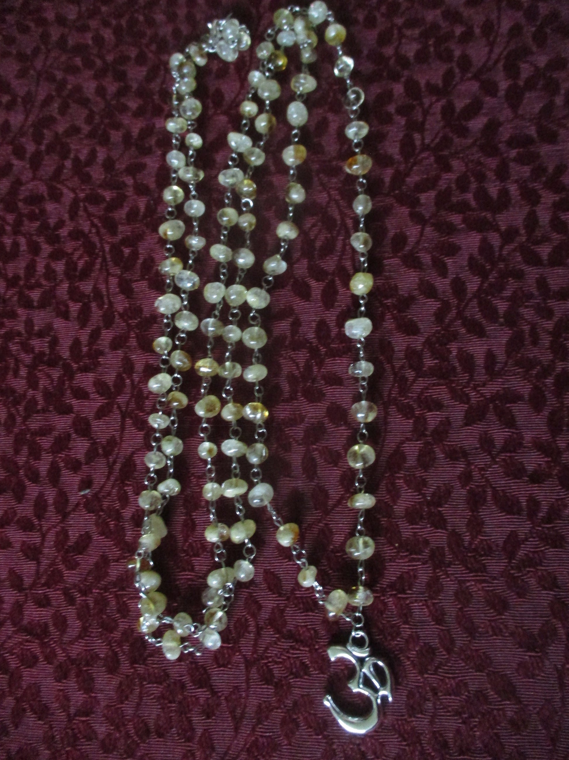 sunbeam yellow ohm citrine Japa Mala 108 Beads Necklace