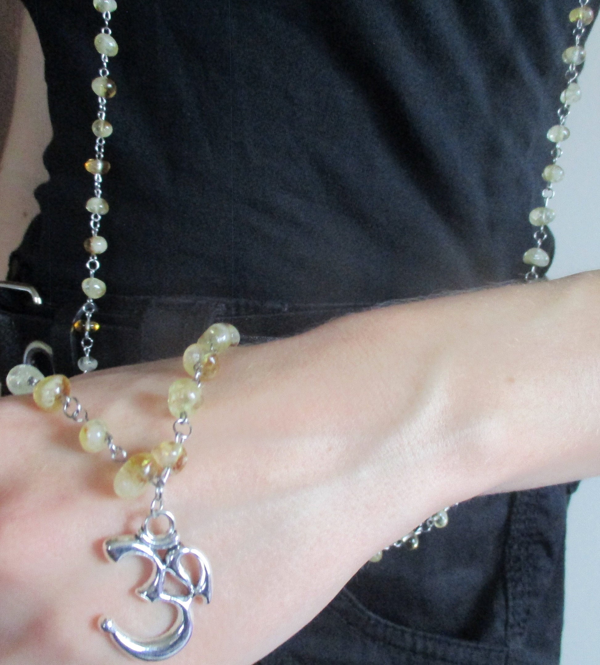 sunbeam yellow ohm citrine Japa Mala 108 Beads Necklace