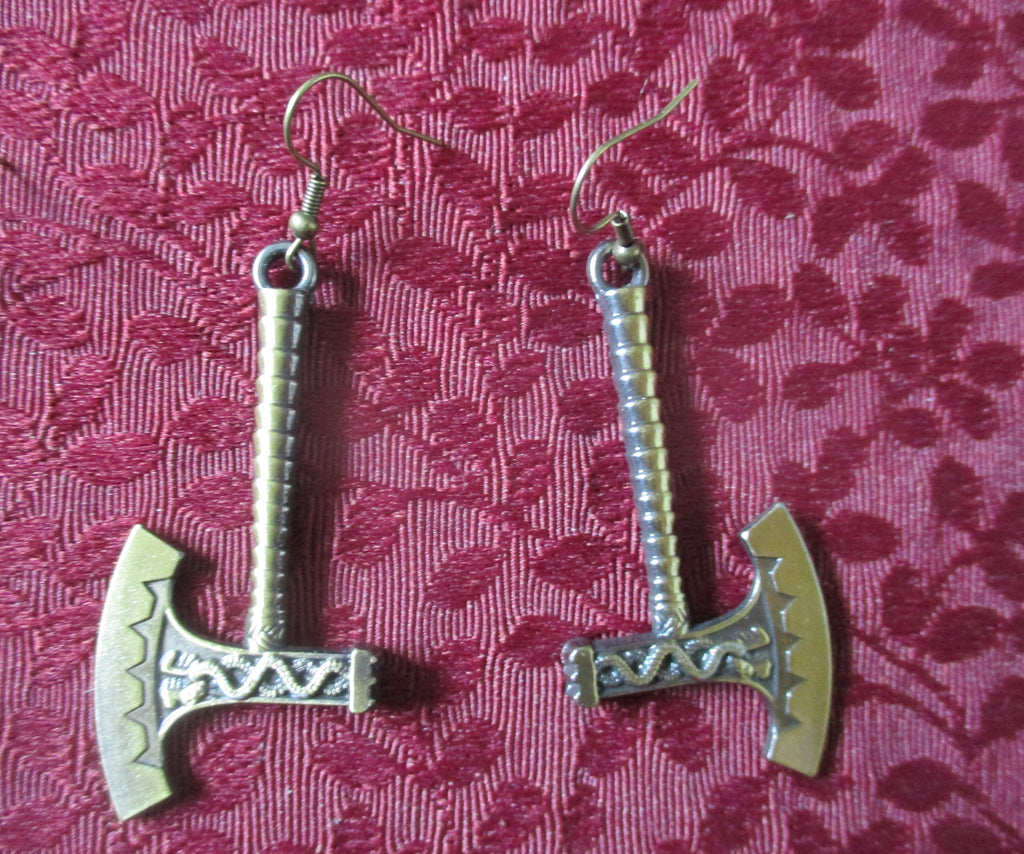 Norse Pagan Viking Bronze Battle Earrings
