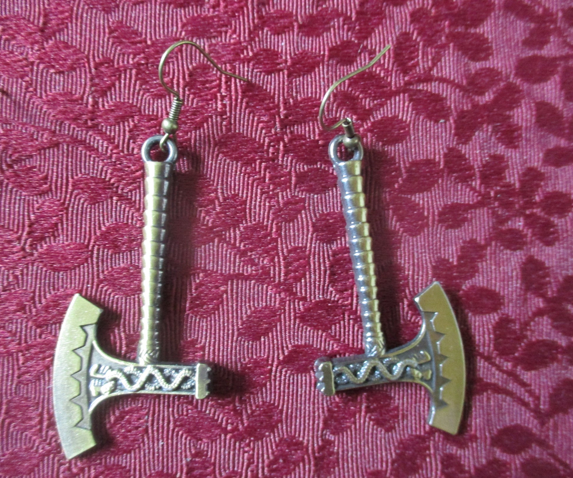 Norse Pagan Viking Bronze Battle Earrings