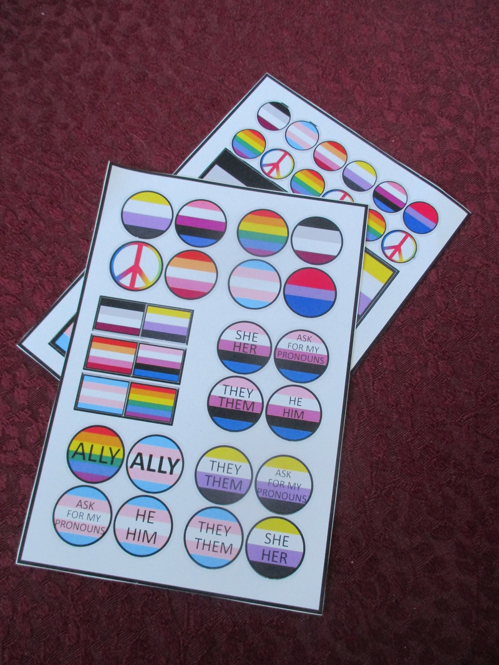 Pronoun LGBT Trans Genderfluid Nonbinary Asexual Pride flag Stickers set 6.4'' X 4''