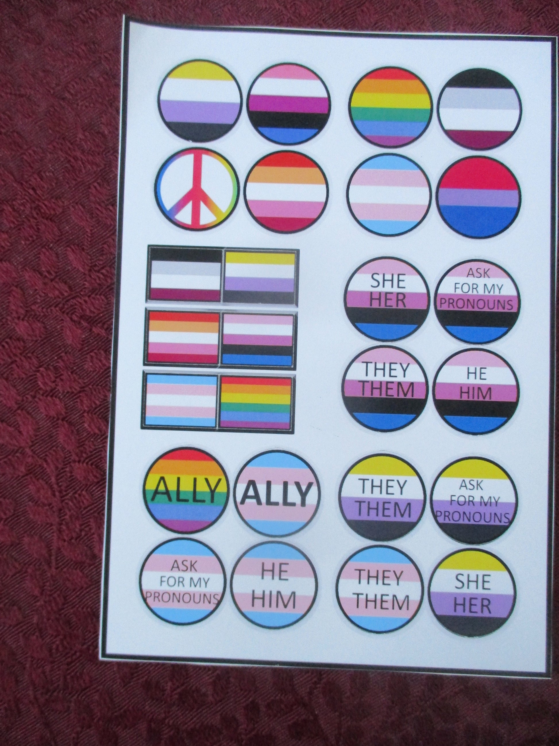Pronoun LGBT Trans Genderfluid Nonbinary Asexual Pride flag Stickers set 6.4'' X 4''