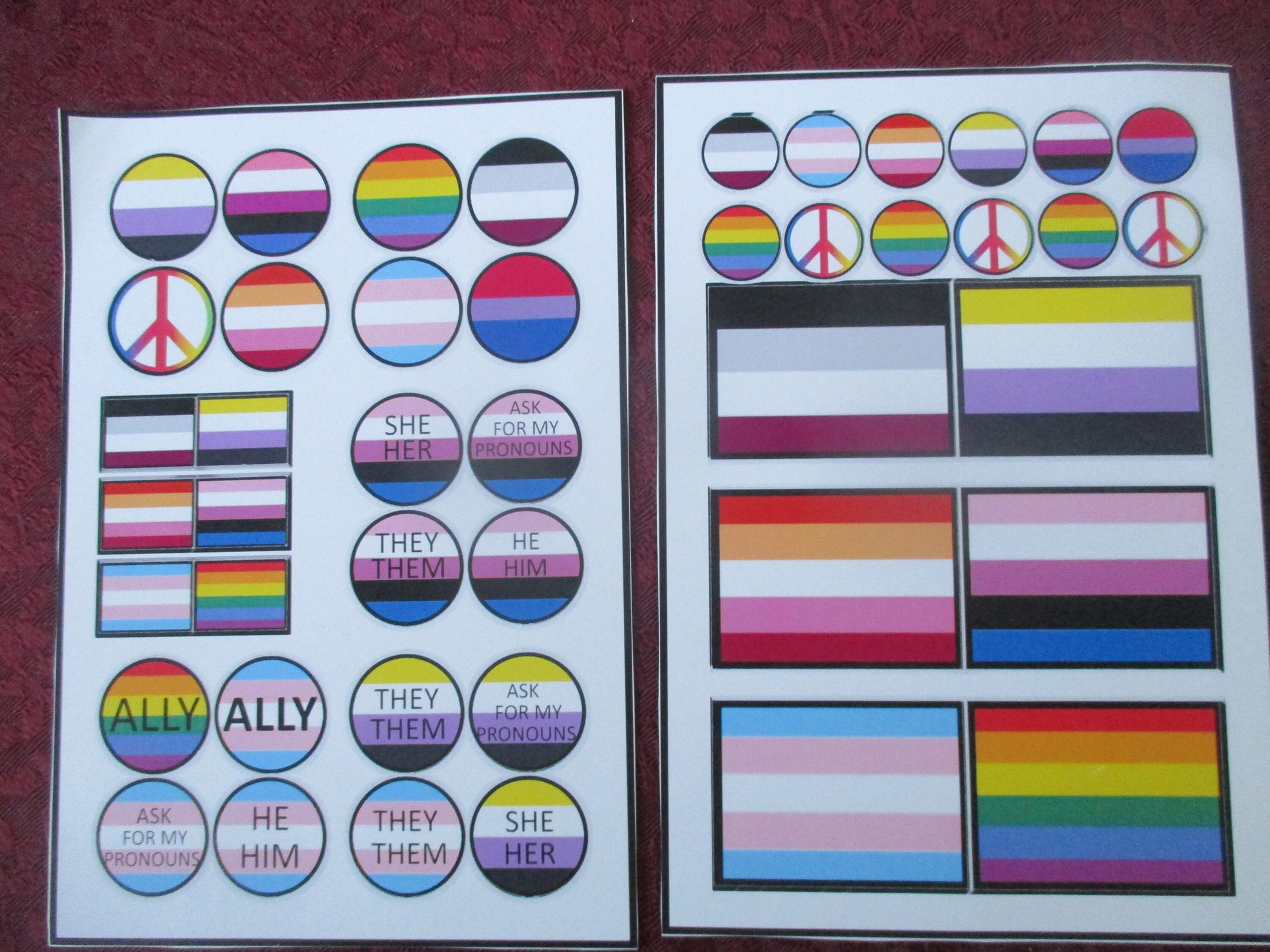 Pronoun LGBT Trans Genderfluid Nonbinary Asexual Pride flag Stickers set 6.4'' X 4''