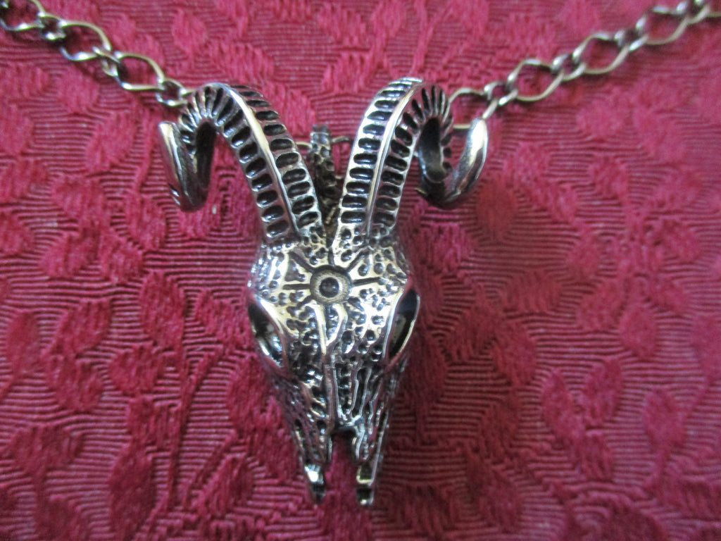 Goth Demon Ram Horns  Skull Pendant