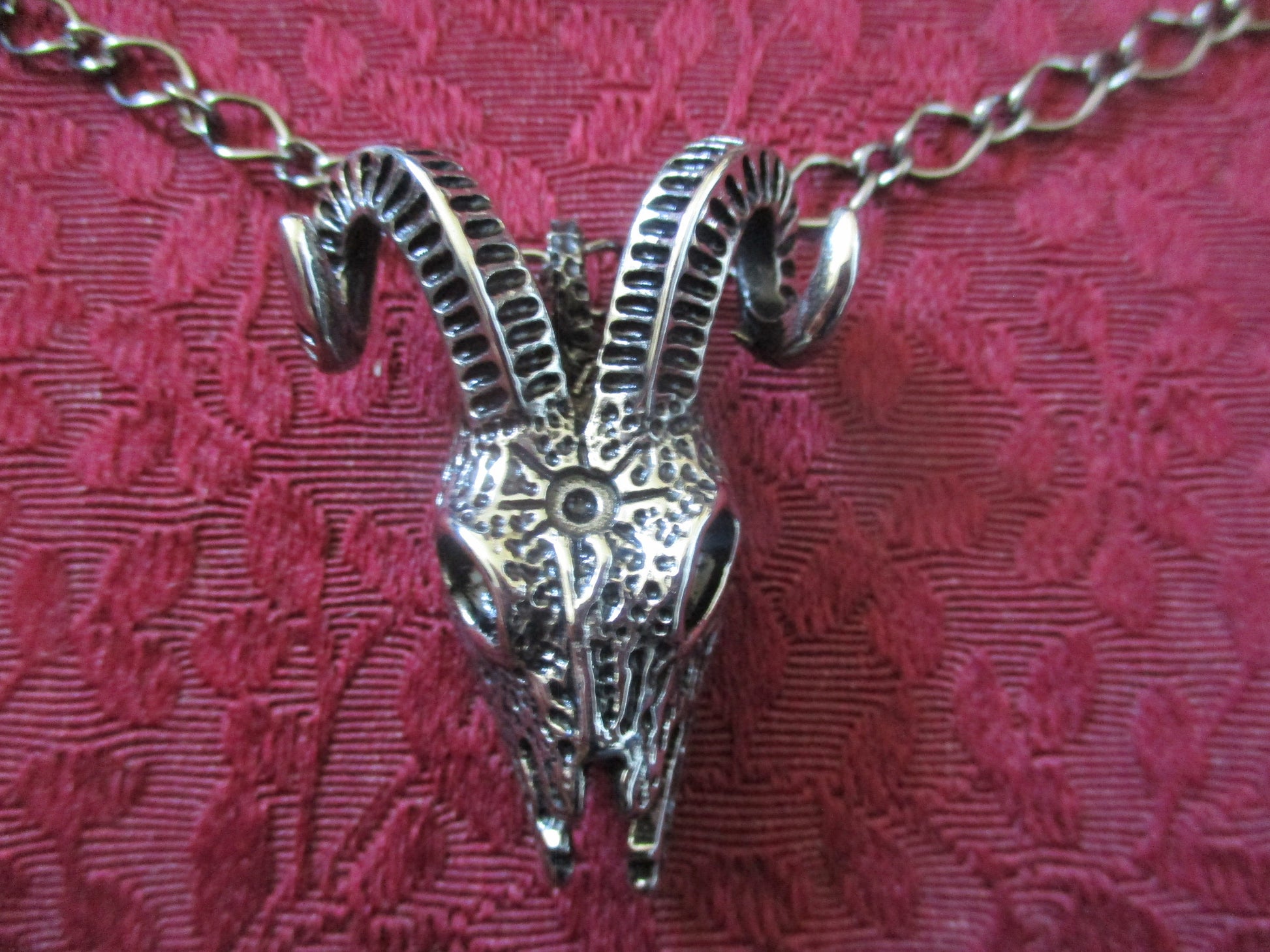 Goth Demon Ram Horns  Skull Pendant