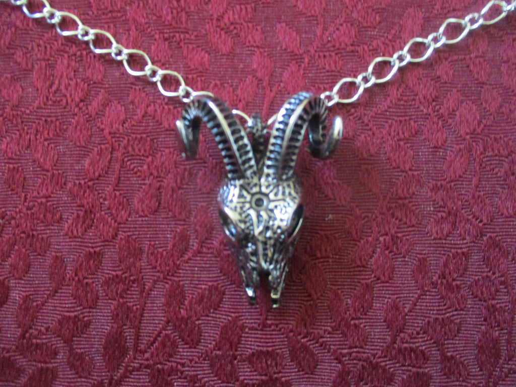 Goth Demon Ram Horns  Skull Pendant