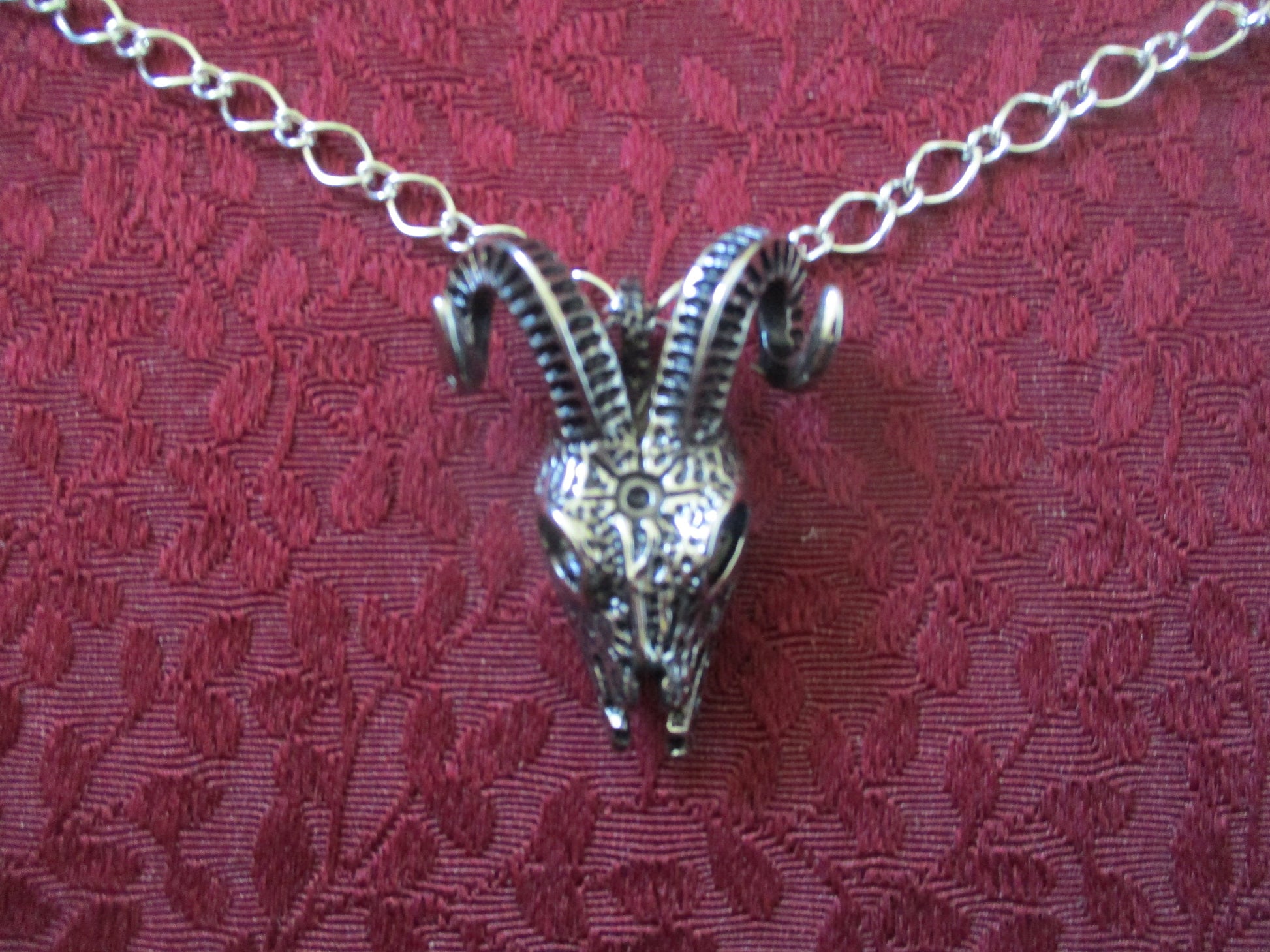 Goth Demon Ram Horns  Skull Pendant