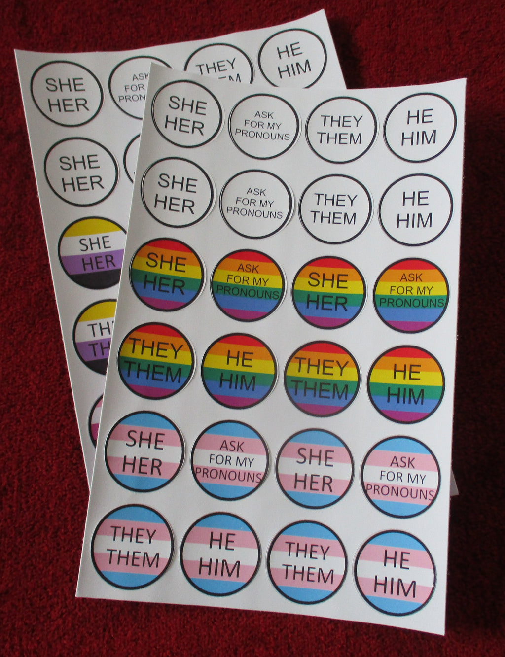 Pronoun LGBT Trans Genderfluid Nonbinary Stickers set 6.4'' X 4''