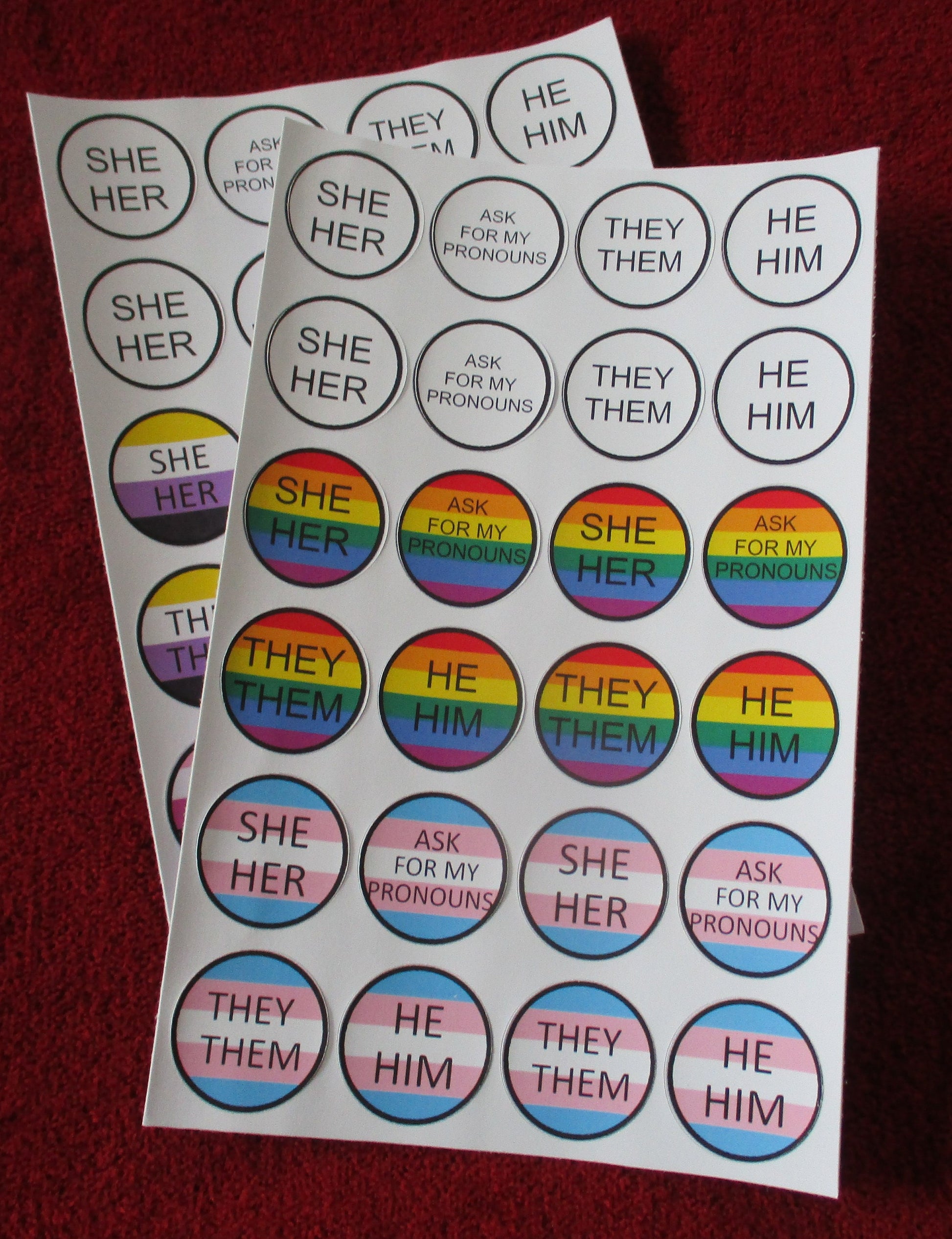 Pronoun LGBT Trans Genderfluid Nonbinary Stickers set 6.4'' X 4''