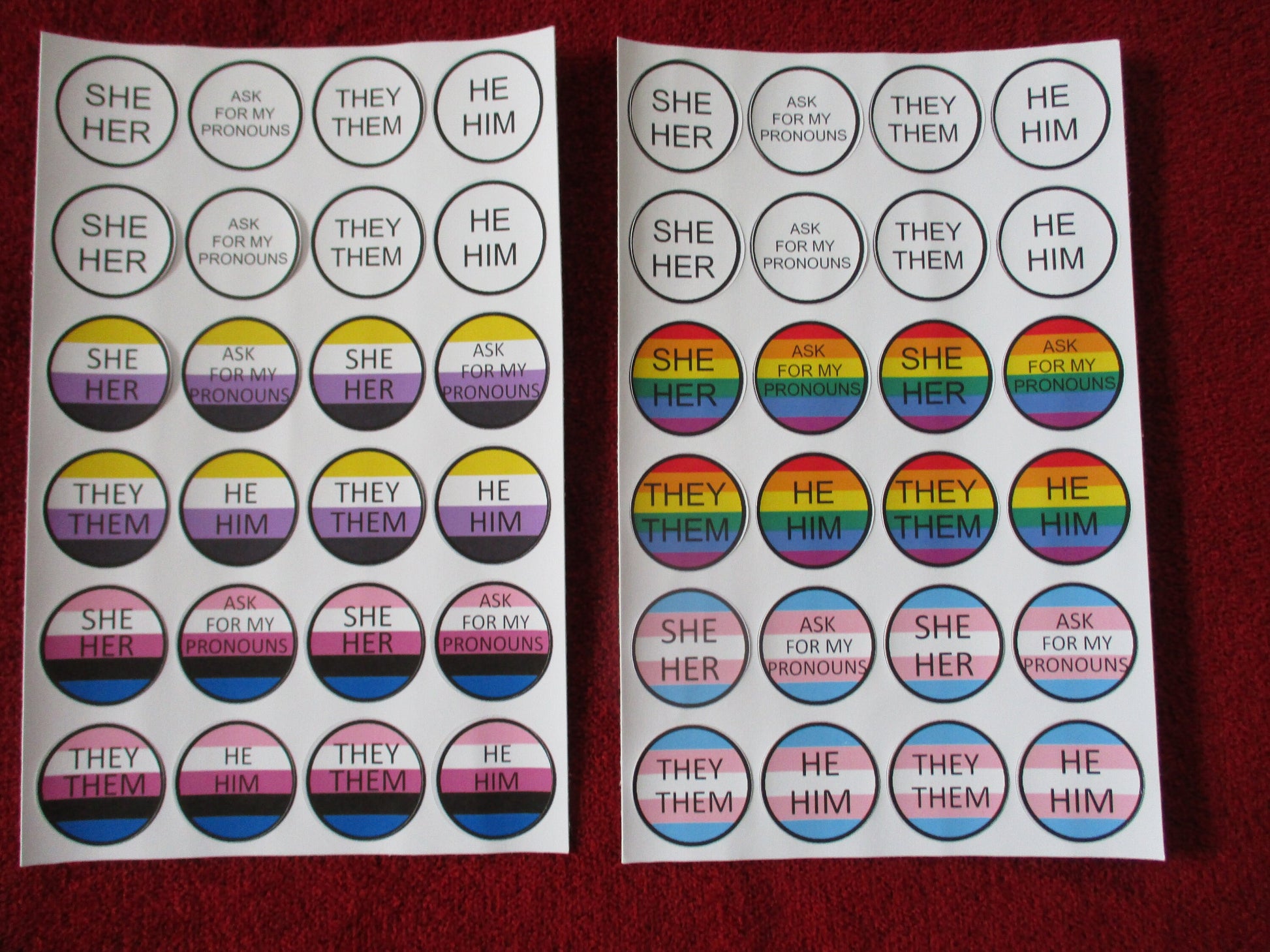 Pronoun LGBT Trans Genderfluid Nonbinary Stickers set 6.4'' X 4''