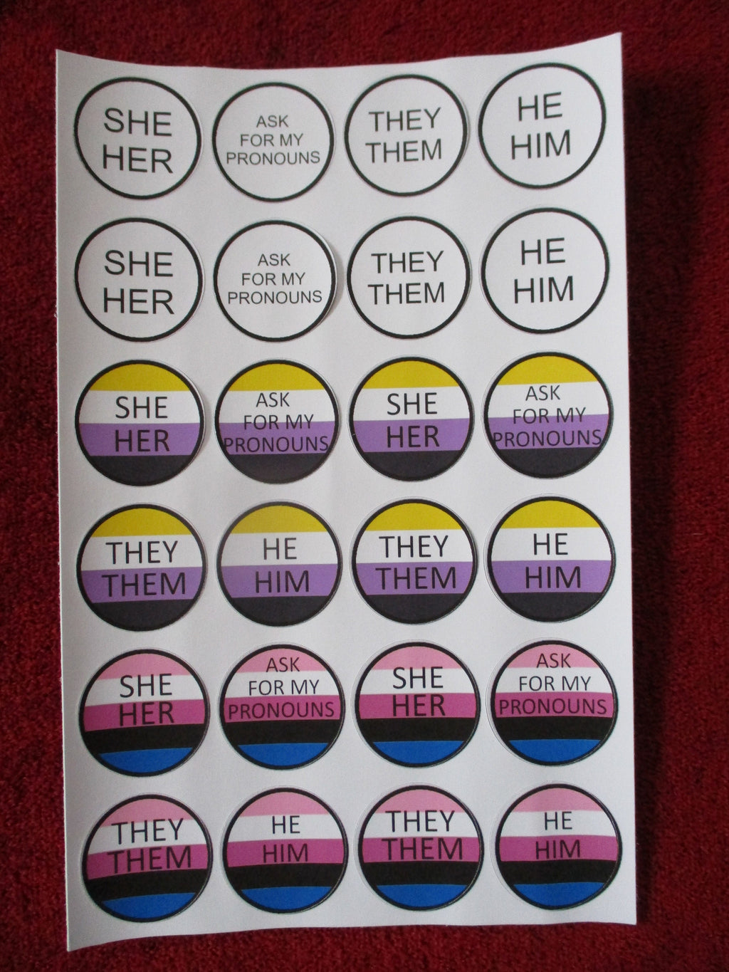 Pronoun LGBT Trans Genderfluid Nonbinary Stickers set 6.4'' X 4''